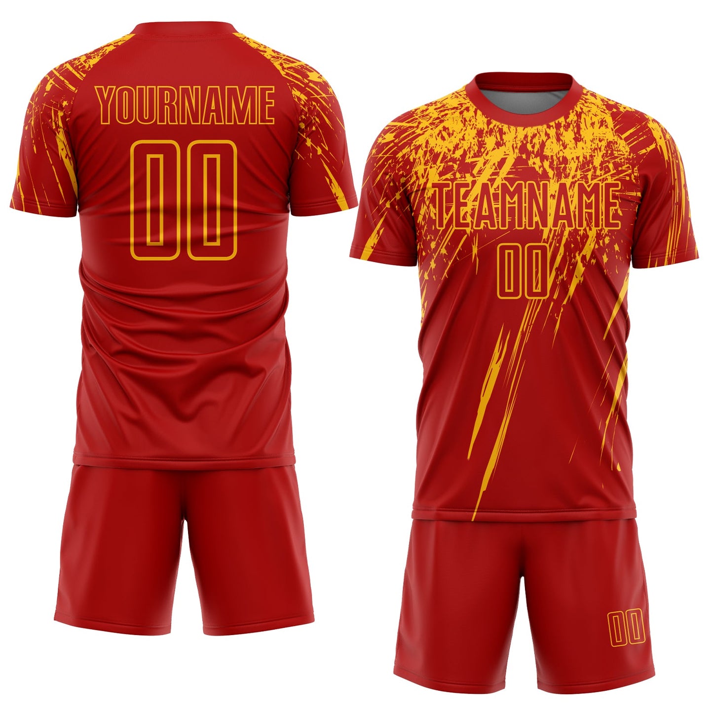 Custom Red Gold Sublimation Soccer Uniform Jersey view 2