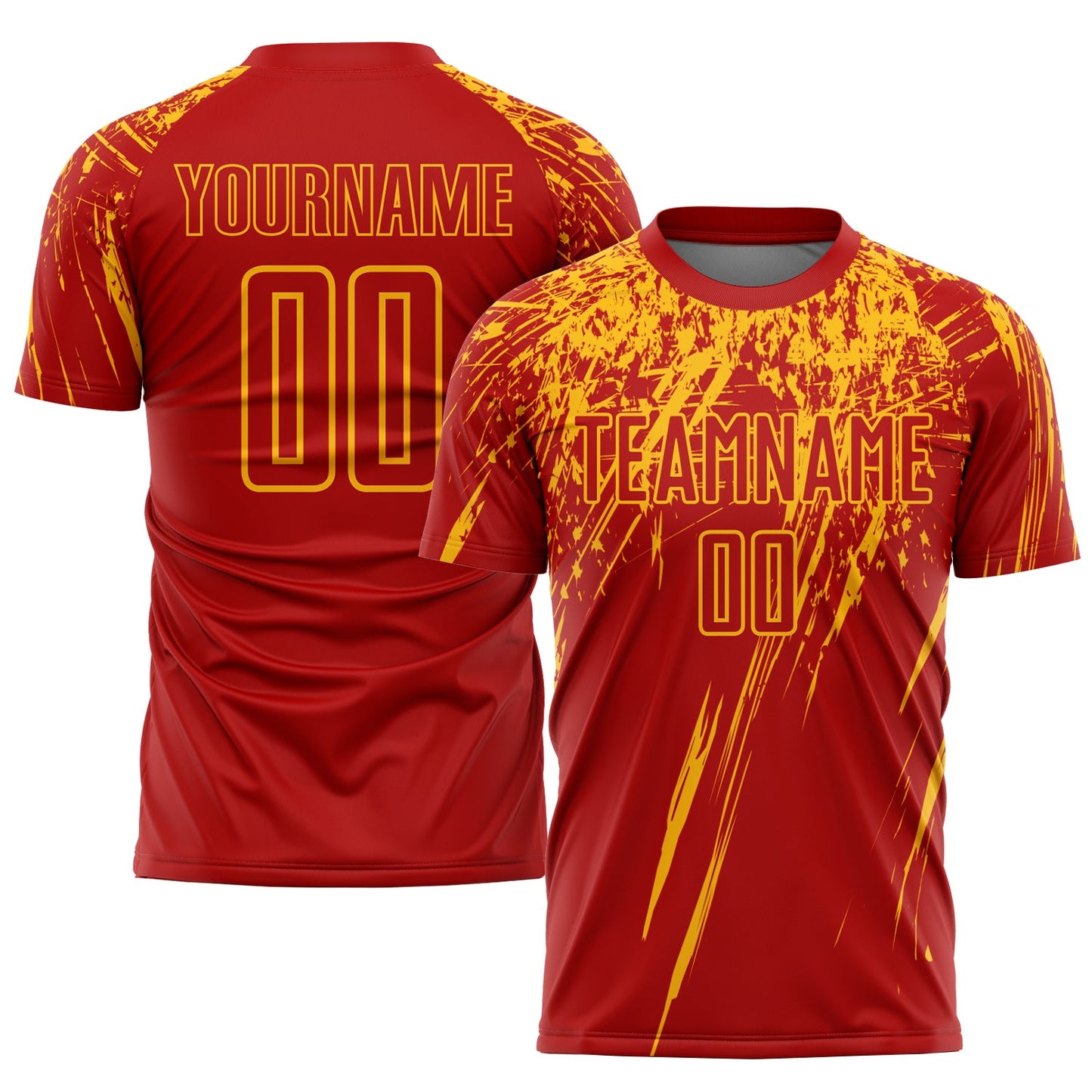 Custom Red Gold Sublimation Soccer Uniform Jersey - Main View