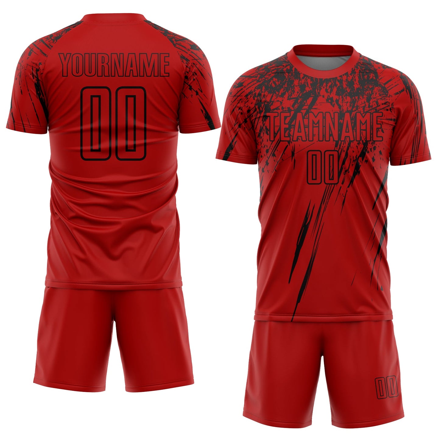 Custom Red Black Sublimation Soccer Uniform Jersey view 2