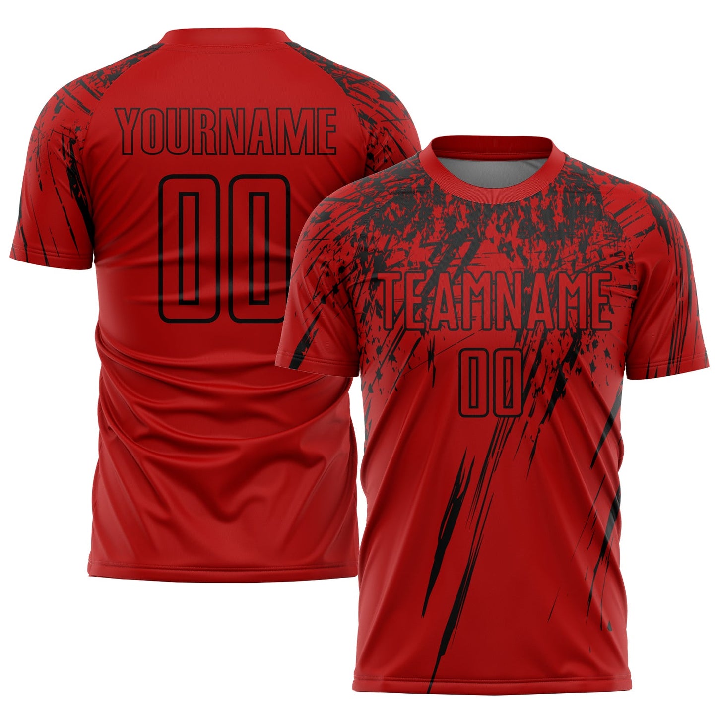 Custom Red Black Sublimation Soccer Uniform Jersey - Main View