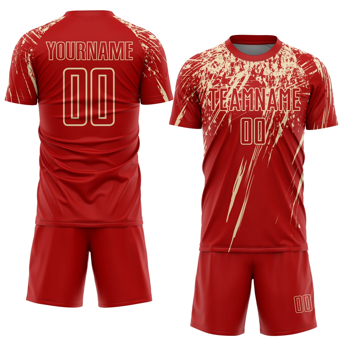 Custom Red City Cream Sublimation Soccer Uniform Jersey view 2