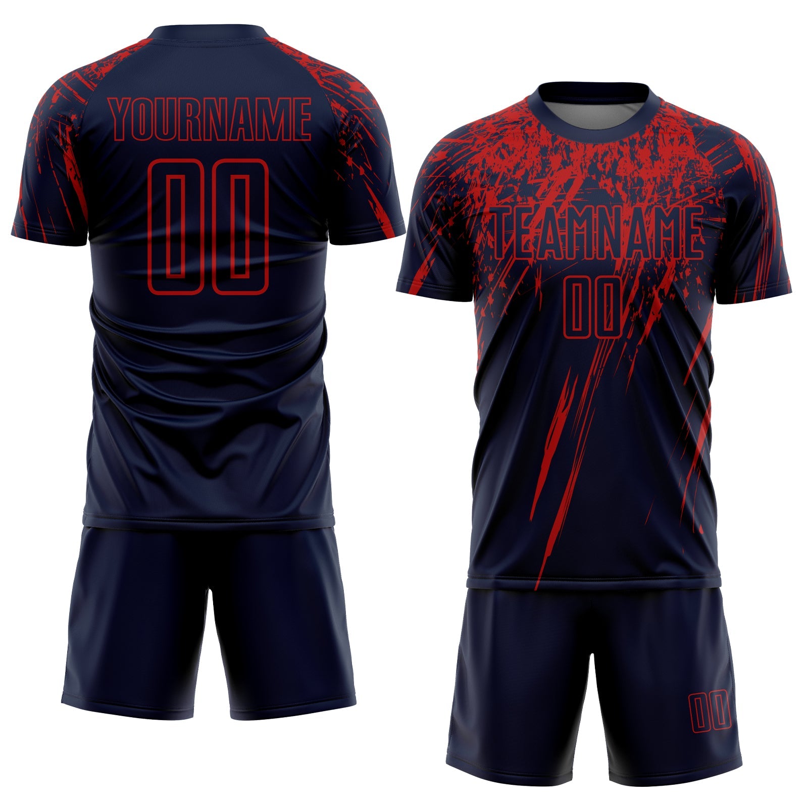 Custom Navy Red Sublimation Soccer Uniform Jersey view 2