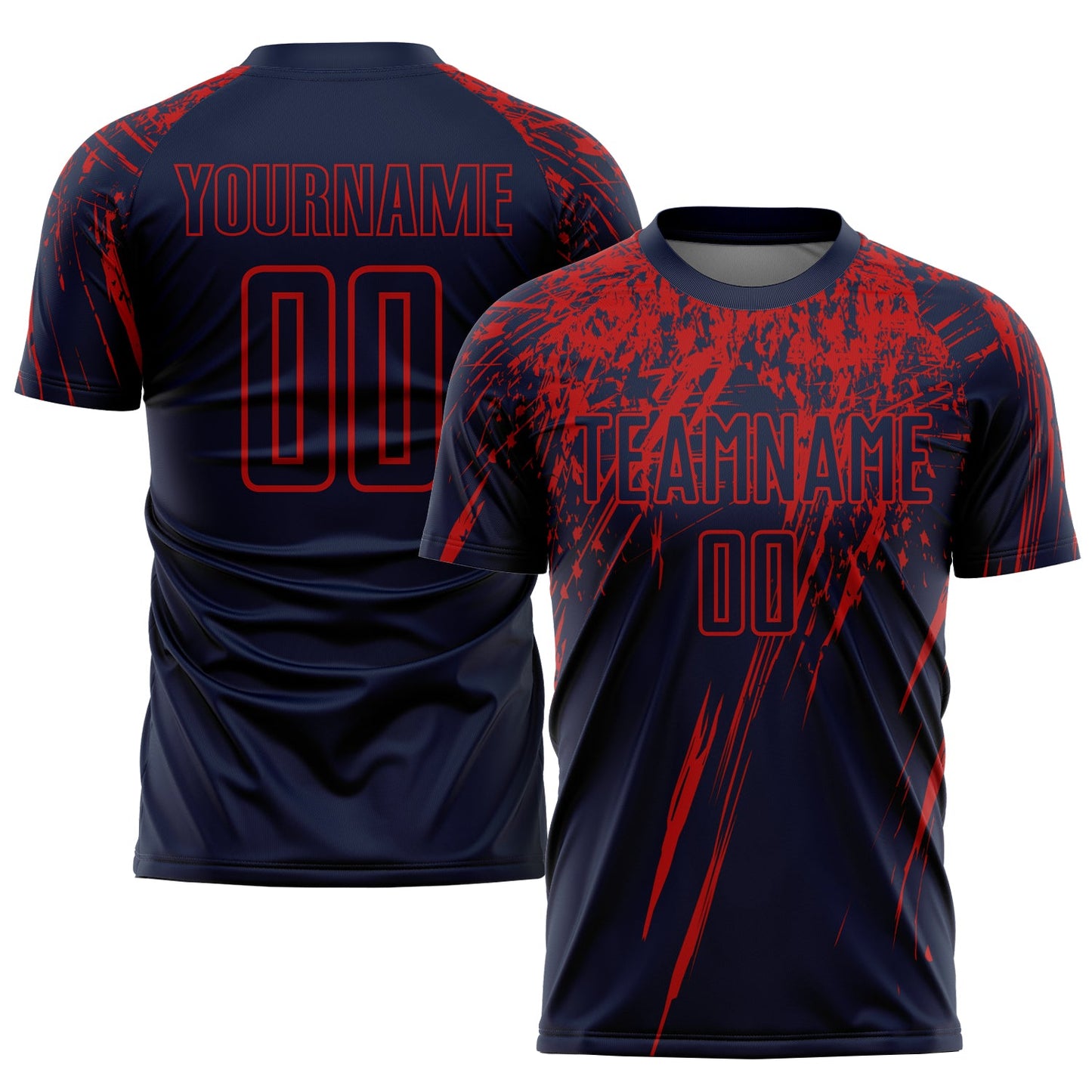 Custom Navy Red Sublimation Soccer Uniform Jersey - Main View