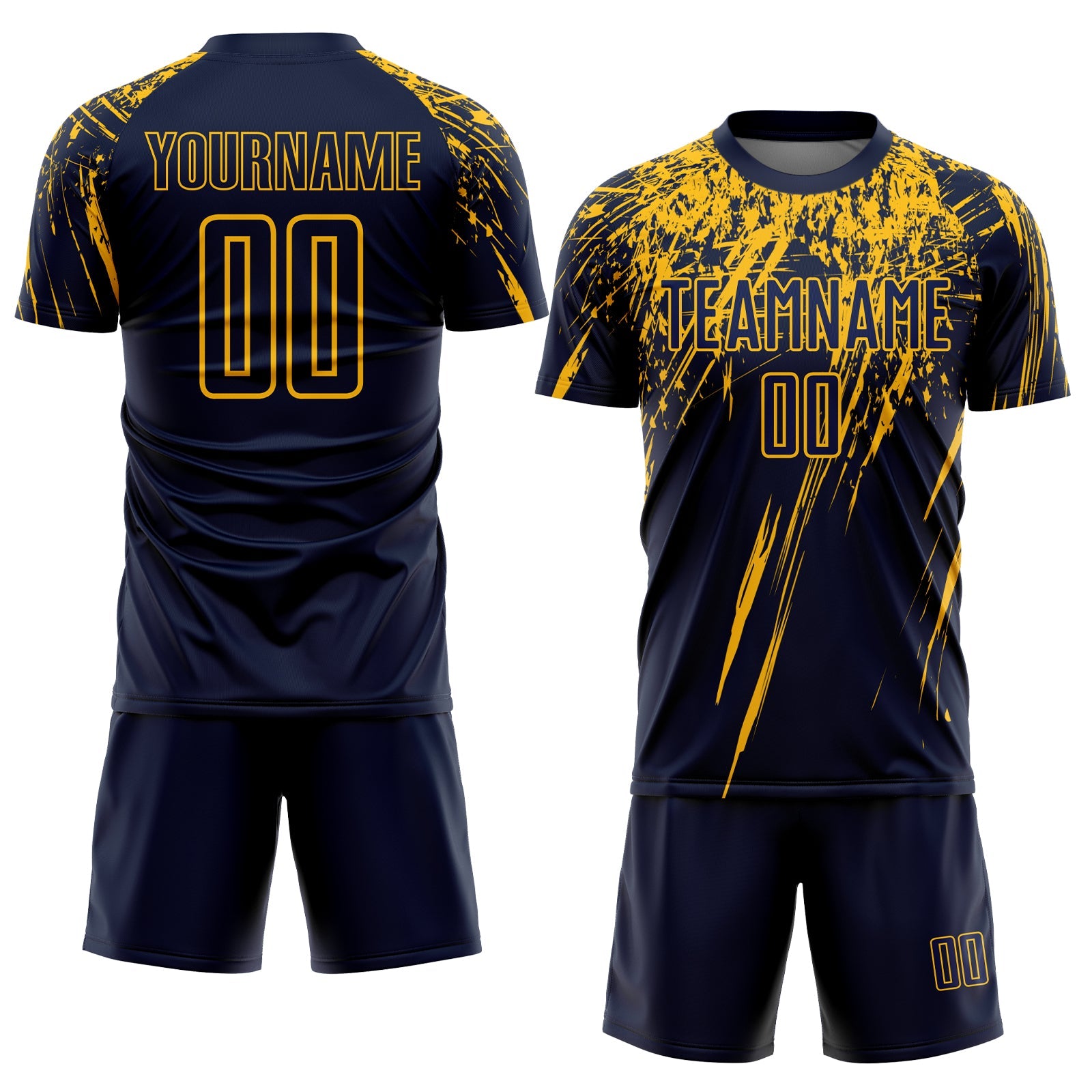 Custom Navy Yellow Sublimation Soccer Uniform Jersey view 2