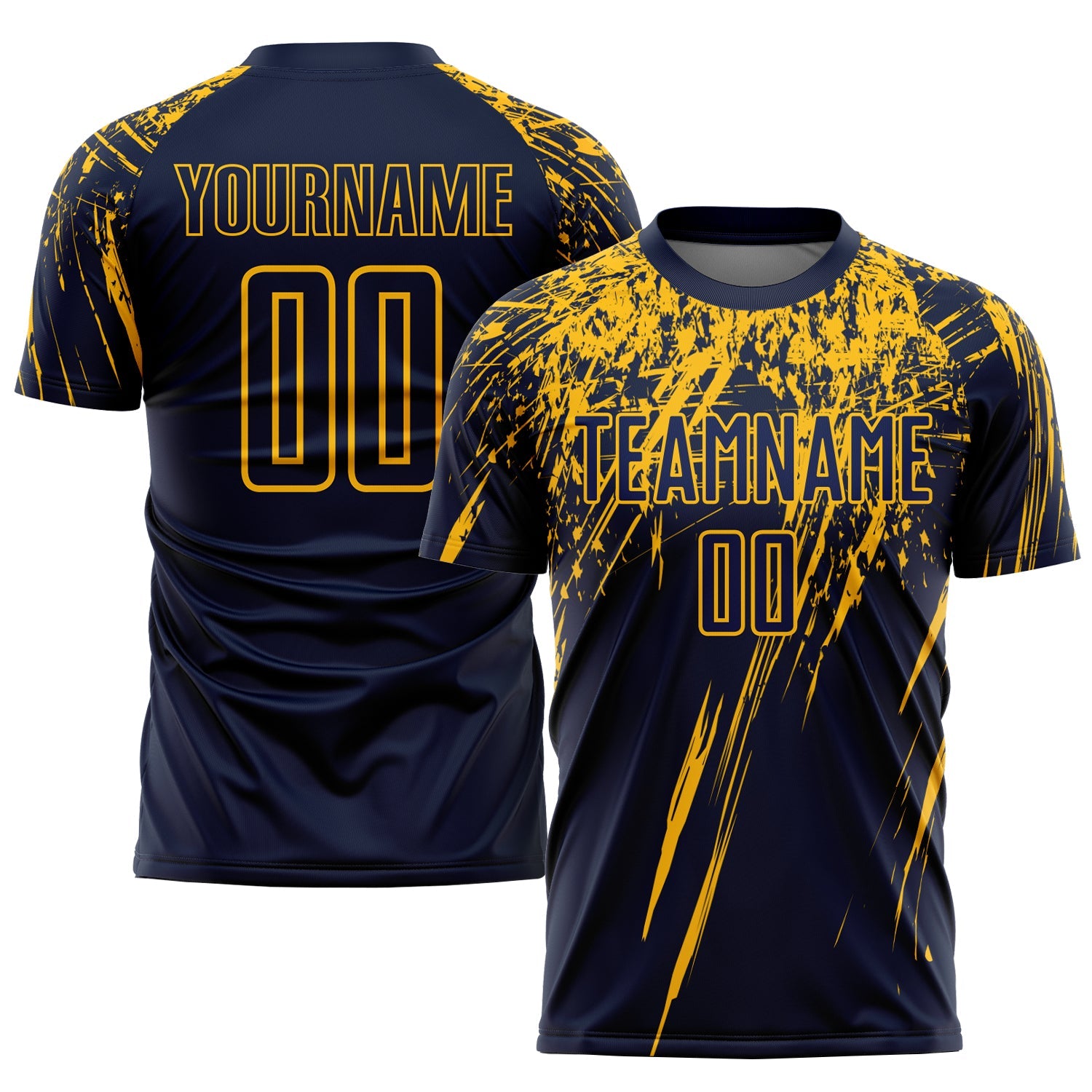 Custom Navy Yellow Sublimation Soccer Uniform Jersey - Main View