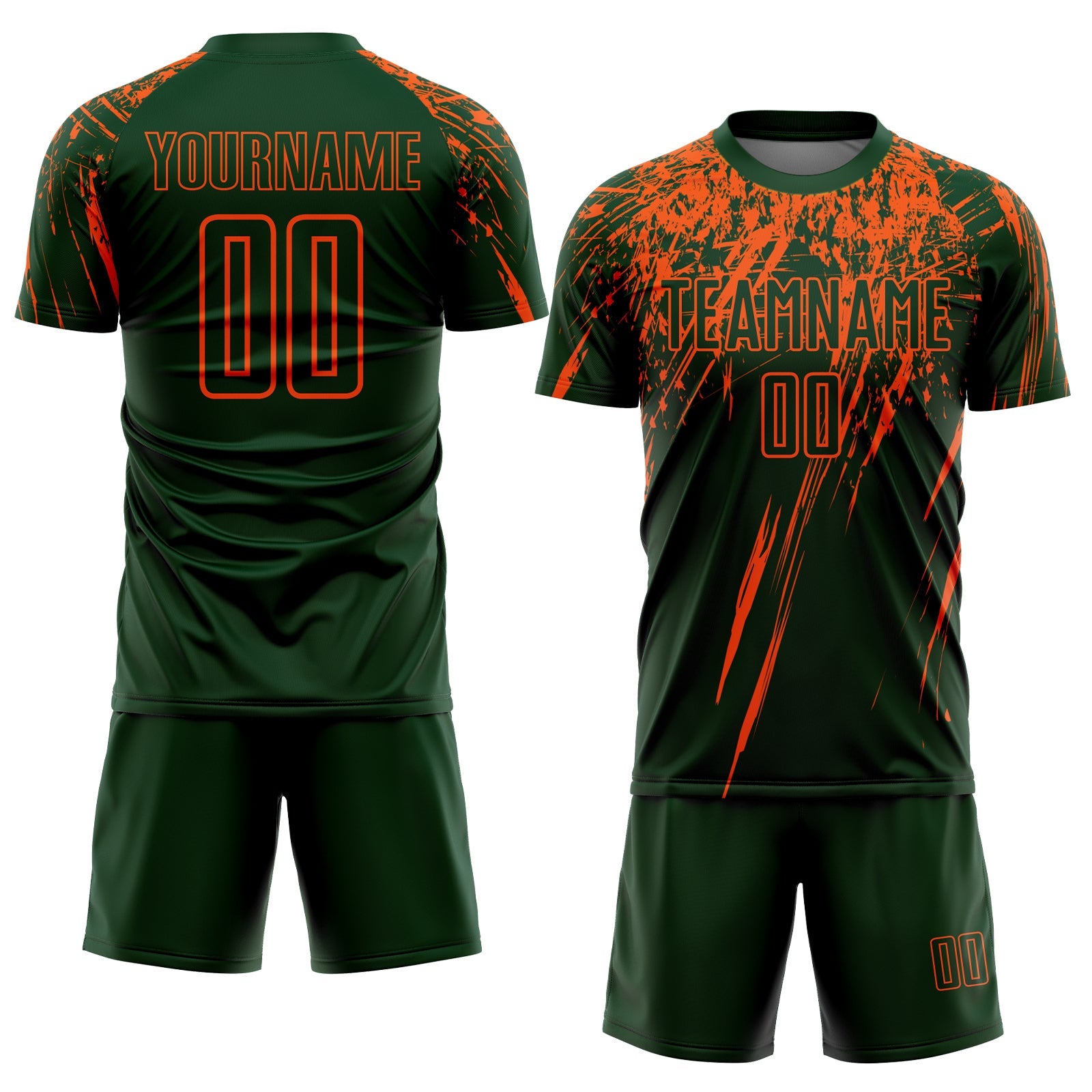 Custom Green Orange Sublimation Soccer Uniform Jersey view 2