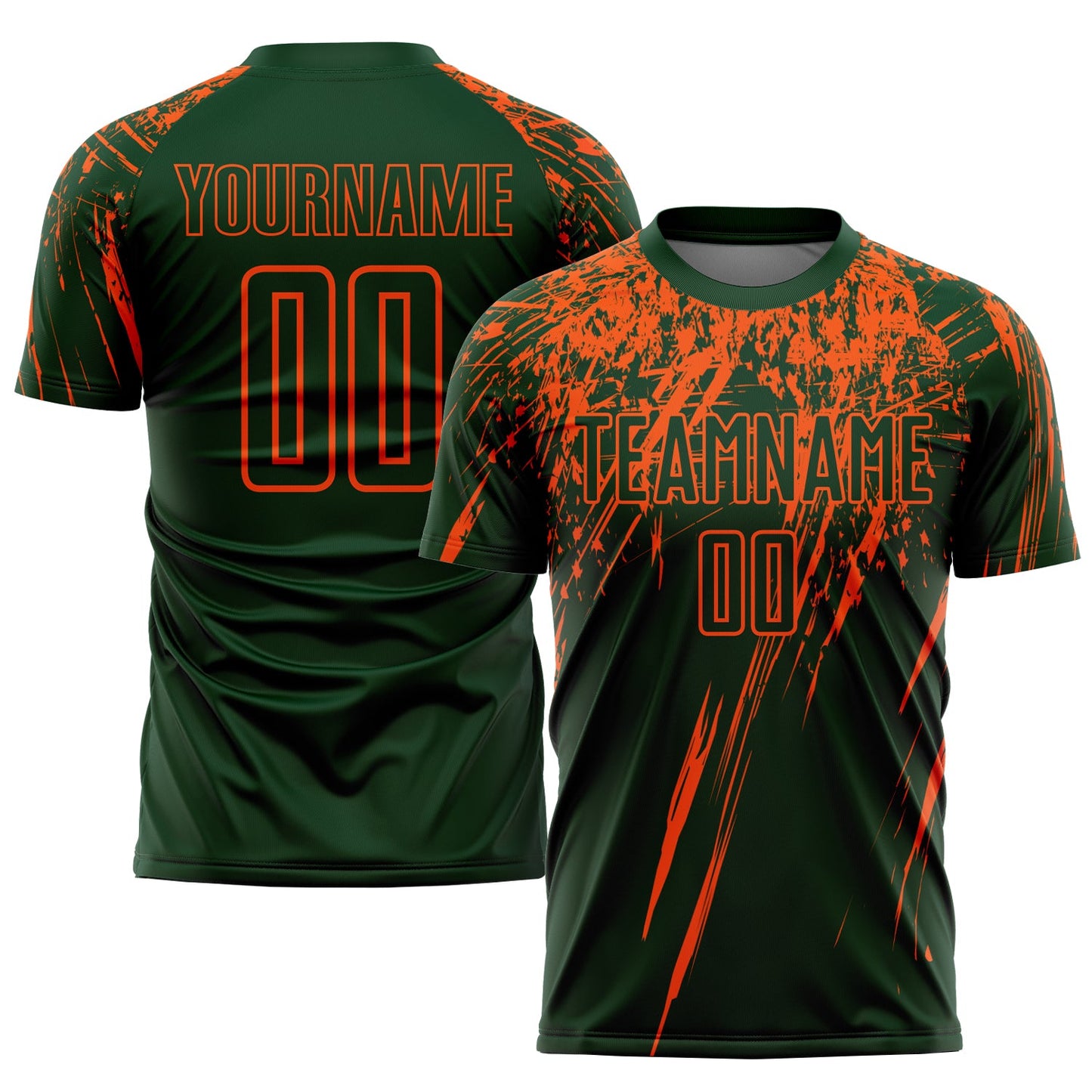 Custom Green Orange Sublimation Soccer Uniform Jersey - Main View