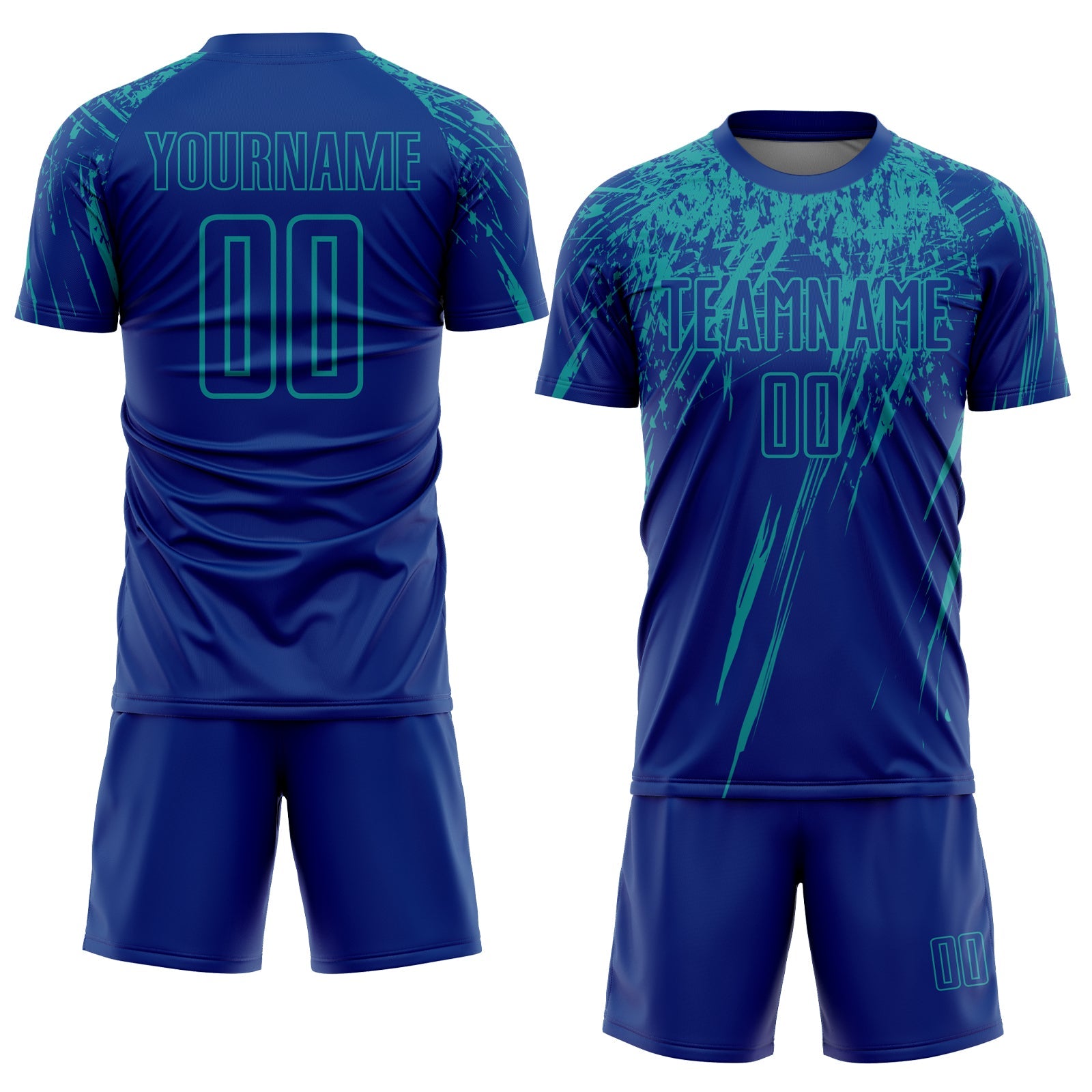 Custom Royal Teal Sublimation Soccer Uniform Jersey view 2