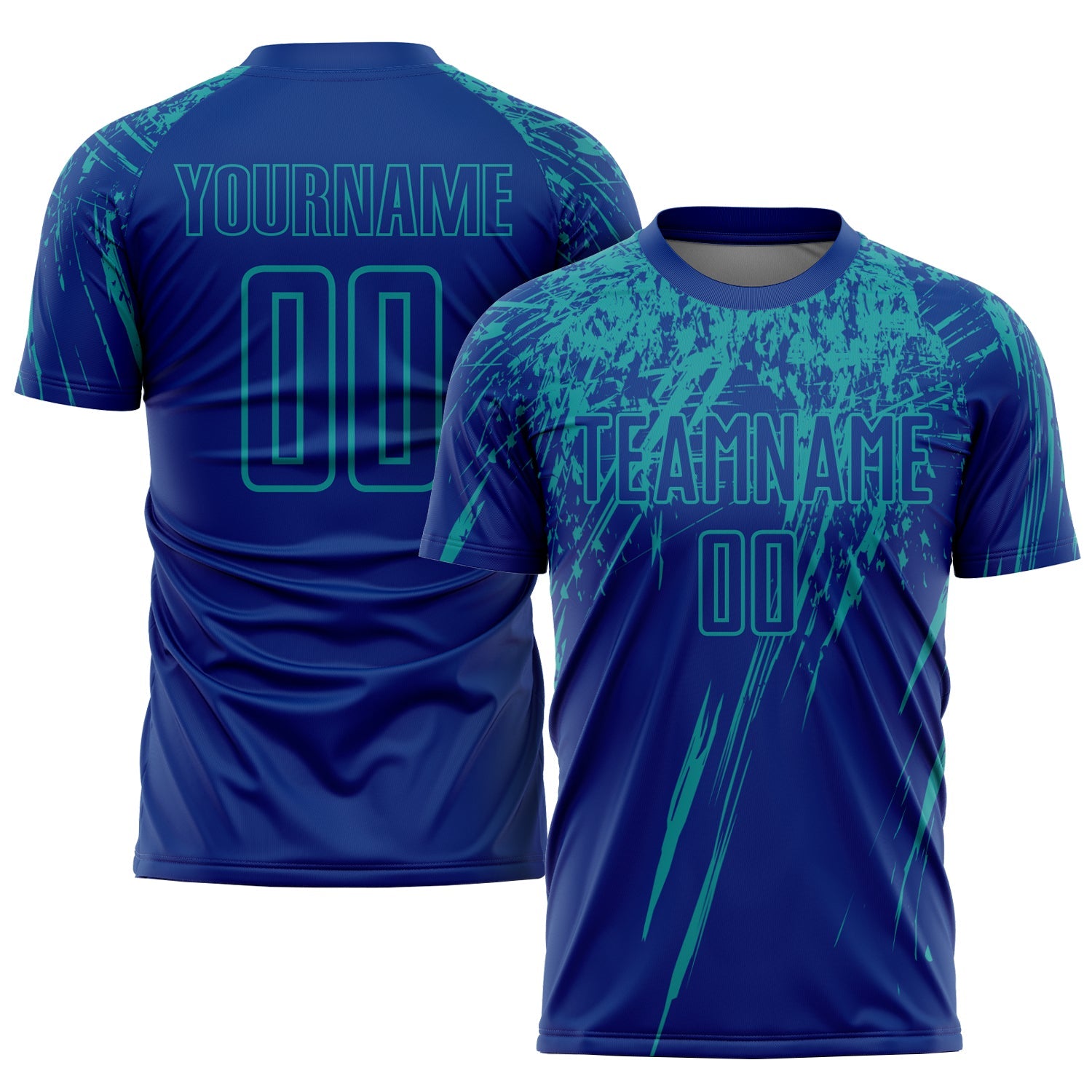Custom Royal Teal Sublimation Soccer Uniform Jersey - Main View
