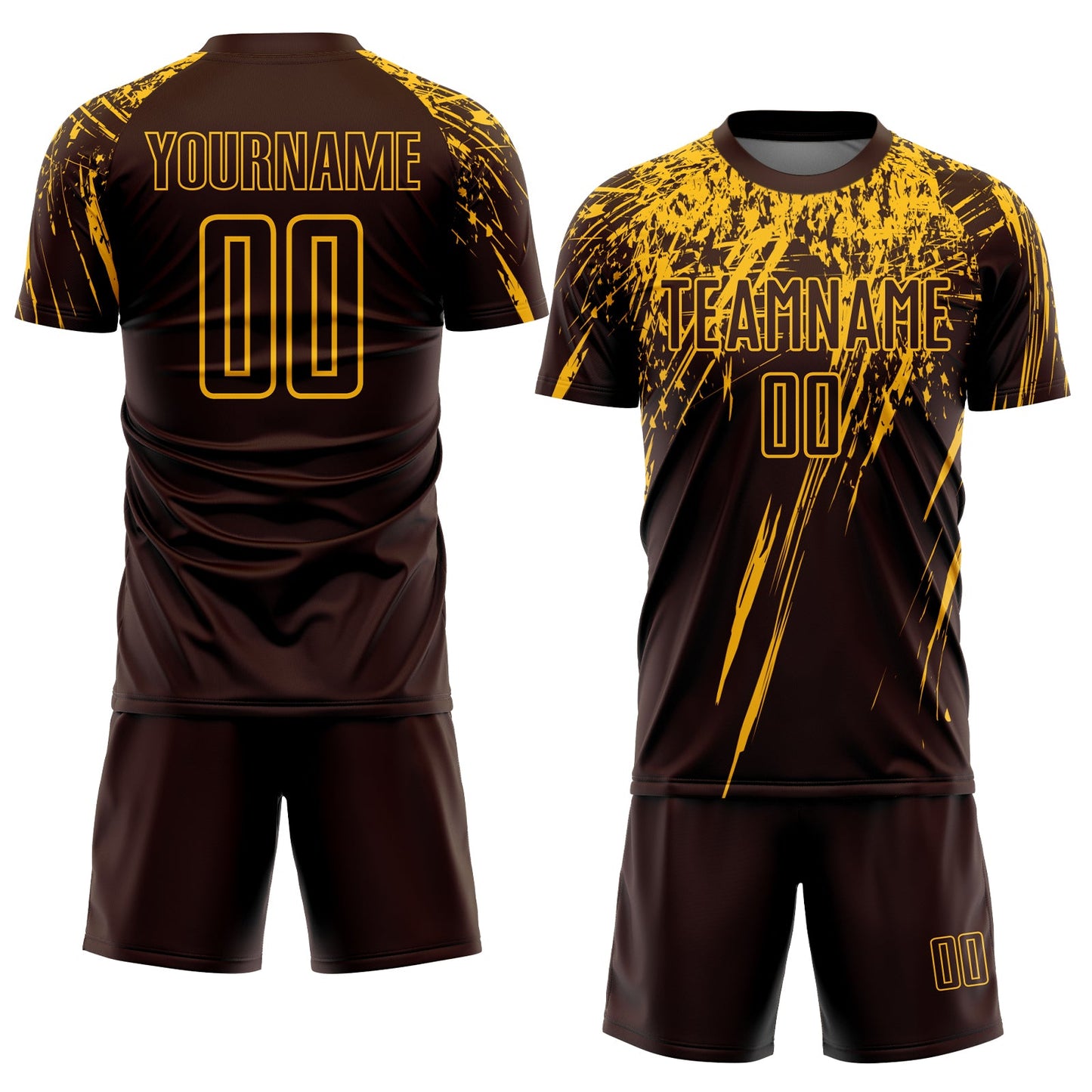 Custom Brown Gold Sublimation Soccer Uniform Jersey view 2