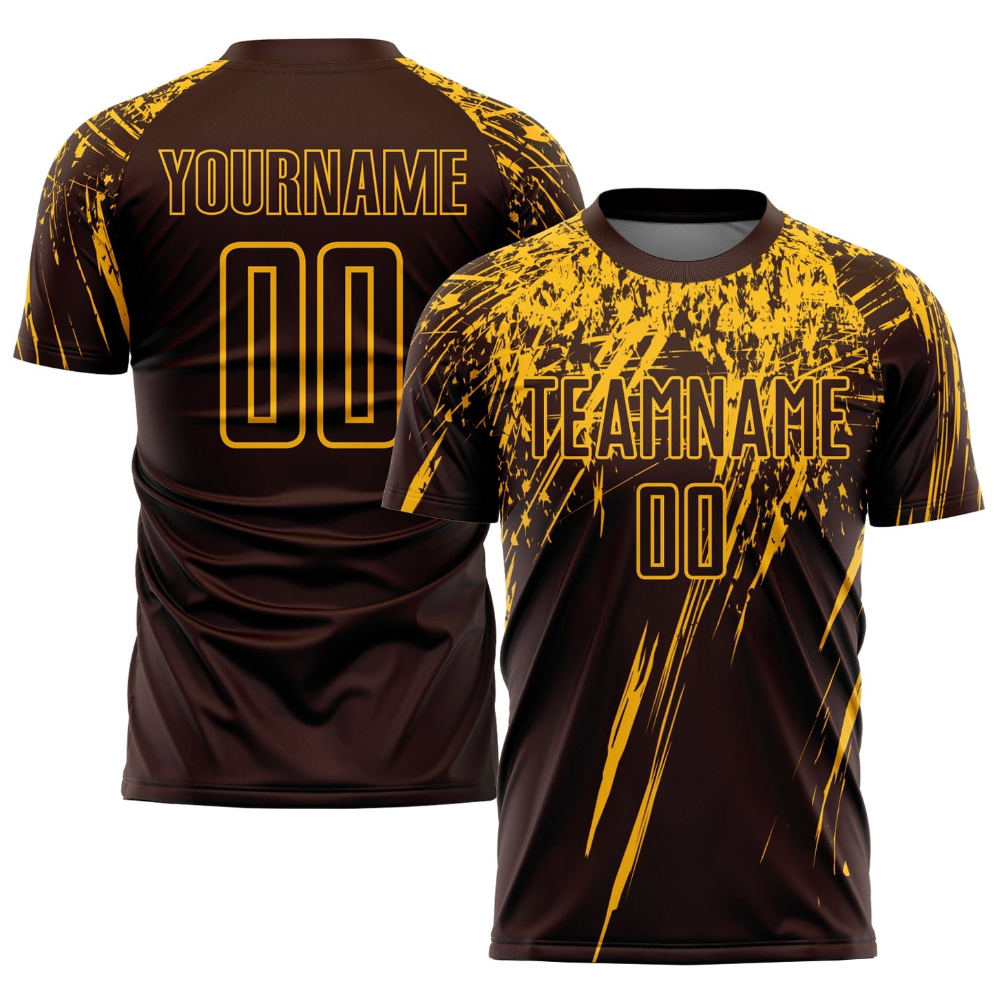 Custom Brown Gold Sublimation Soccer Uniform Jersey - Main View