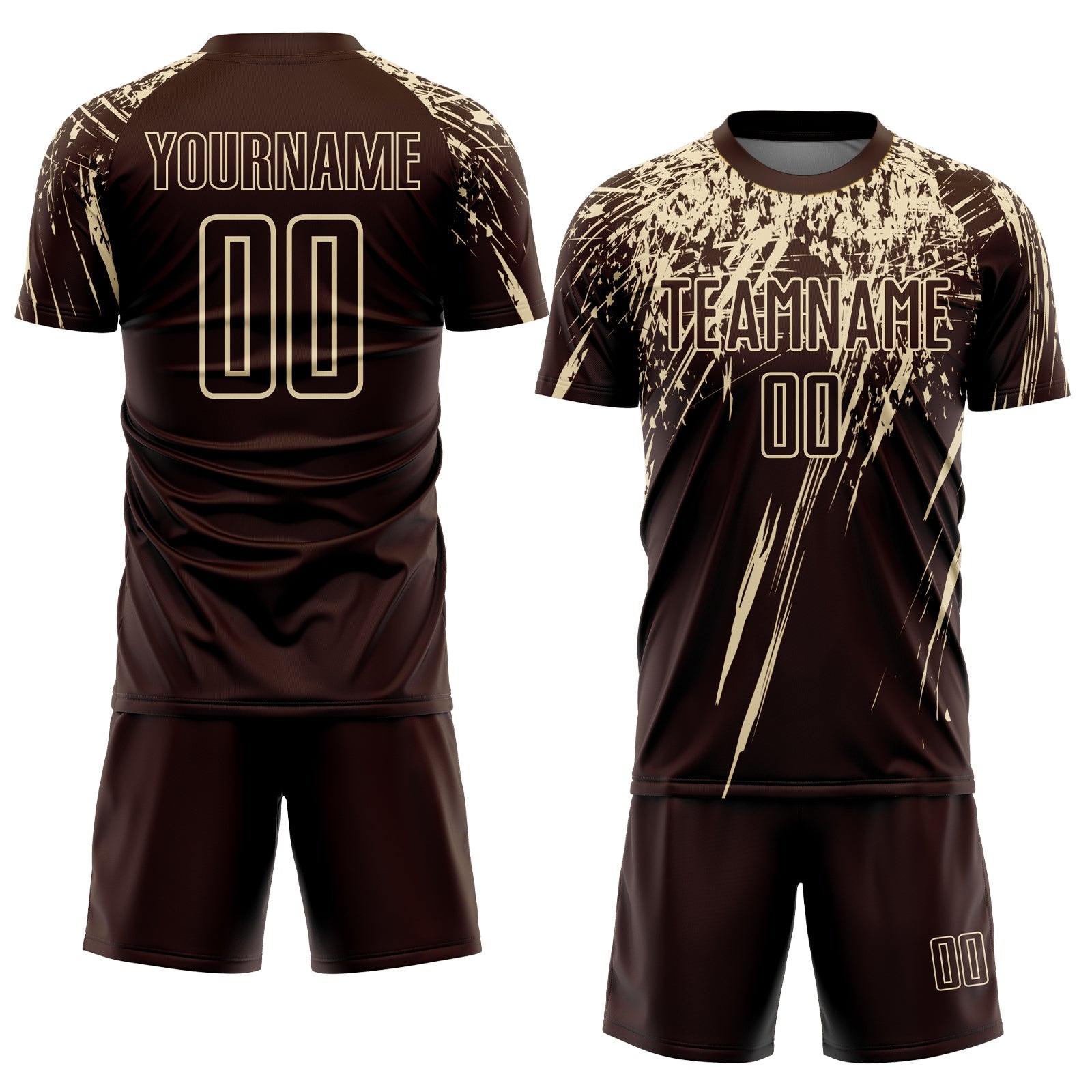 Custom Brown Cream Sublimation Soccer Uniform Jersey view 2