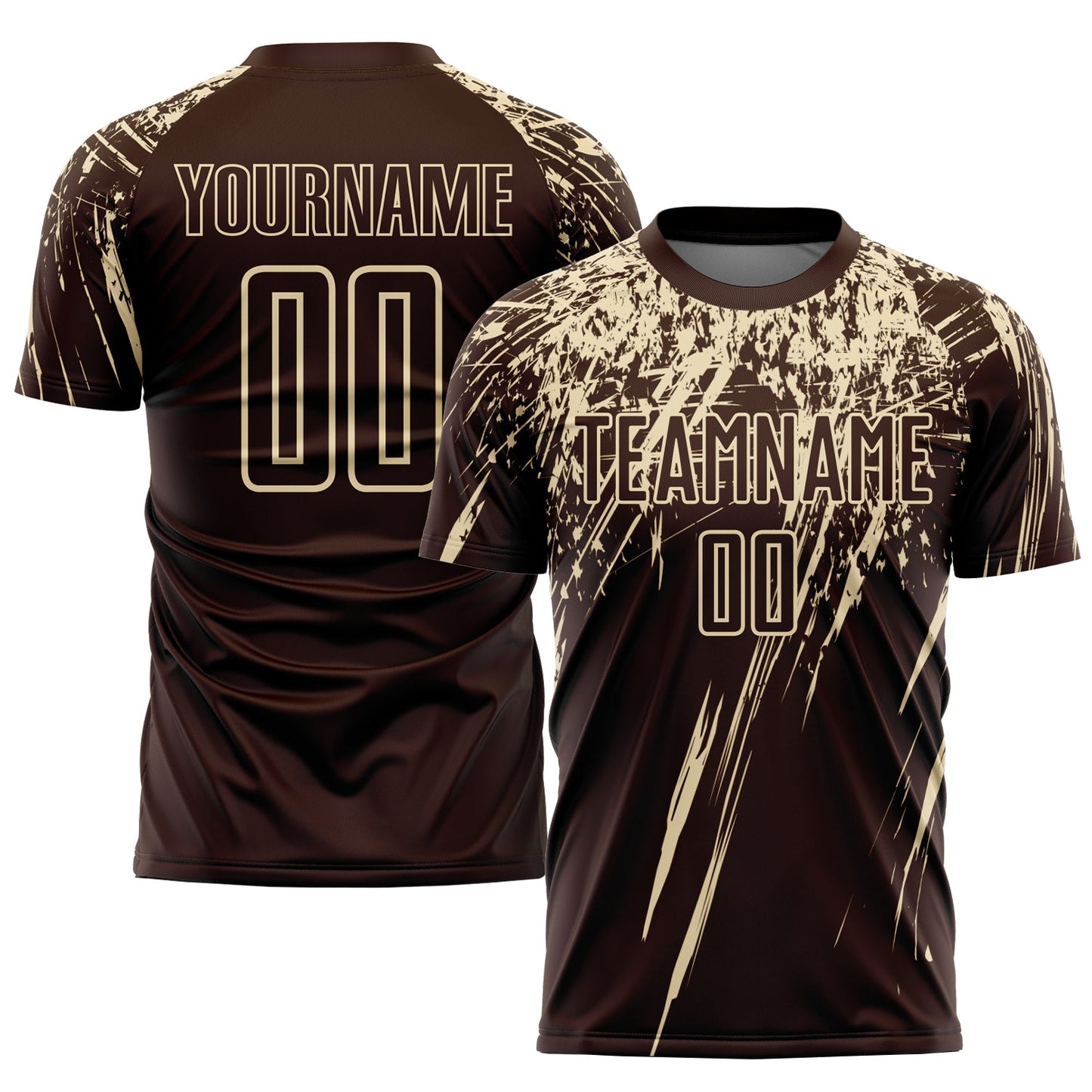 Custom Brown Cream Sublimation Soccer Uniform Jersey - Main View