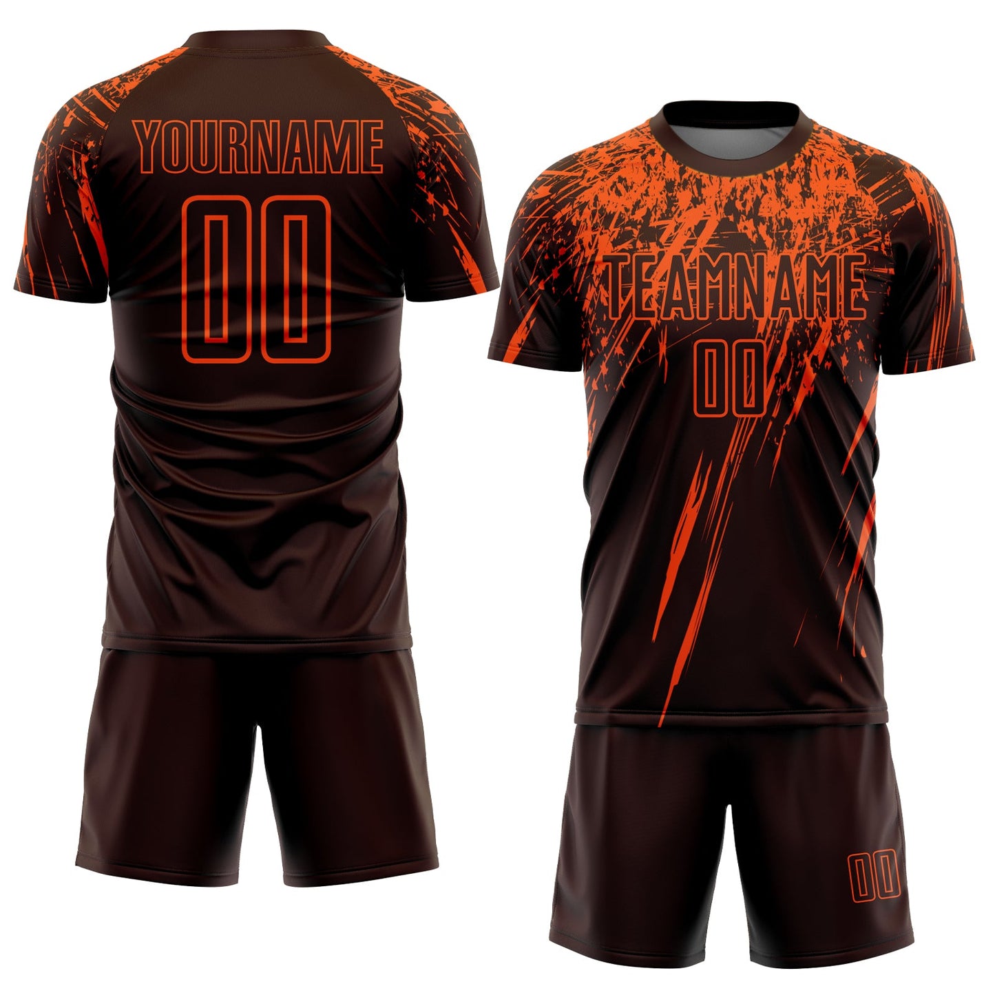 Custom Brown Orange Sublimation Soccer Uniform Jersey view 2
