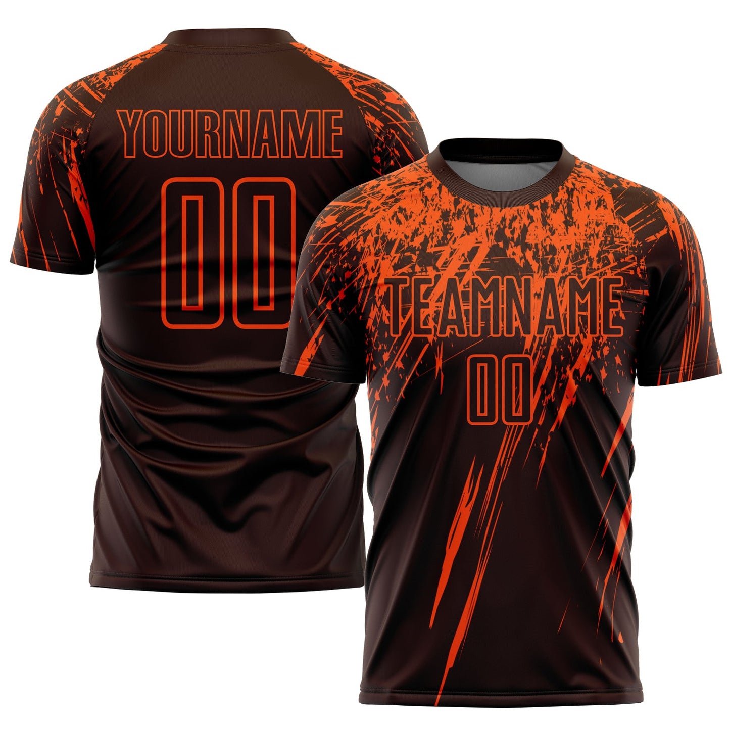 Custom Brown Orange Sublimation Soccer Uniform Jersey - Main View