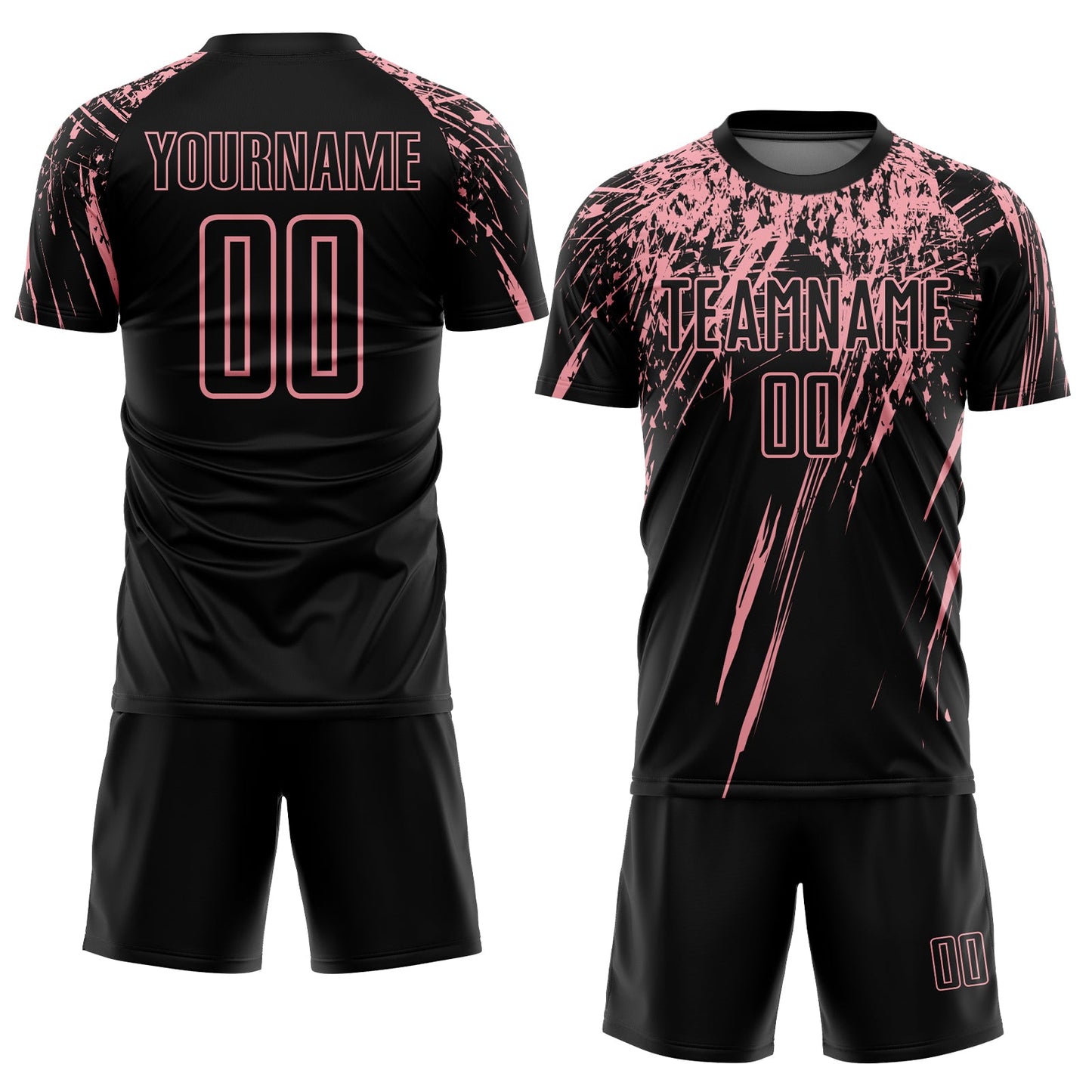 Custom Black Medium Pink Sublimation Soccer Uniform Jersey view 2