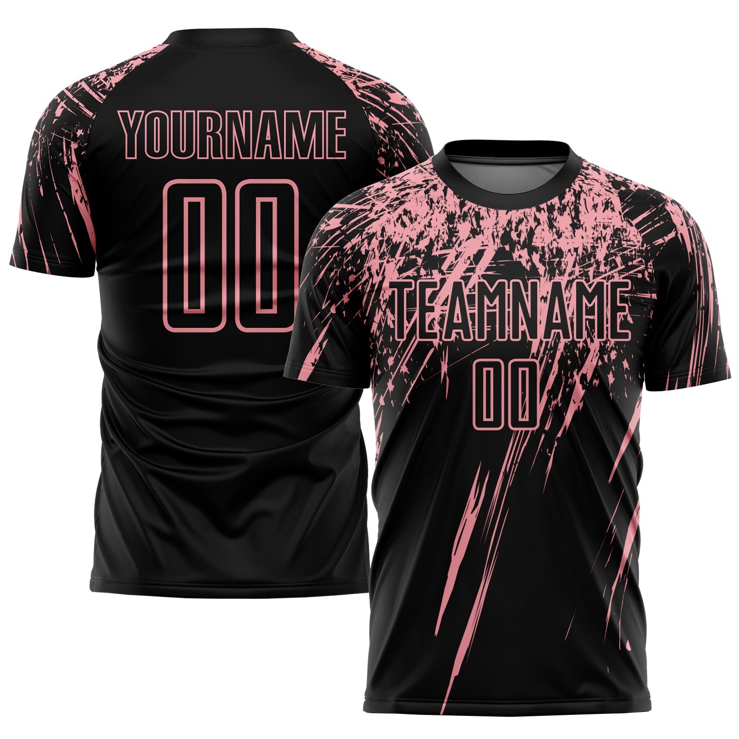 Custom Black Medium Pink Sublimation Soccer Uniform Jersey - Main View