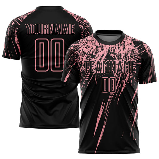 Custom Black Medium Pink Sublimation Soccer Uniform Jersey - Main View
