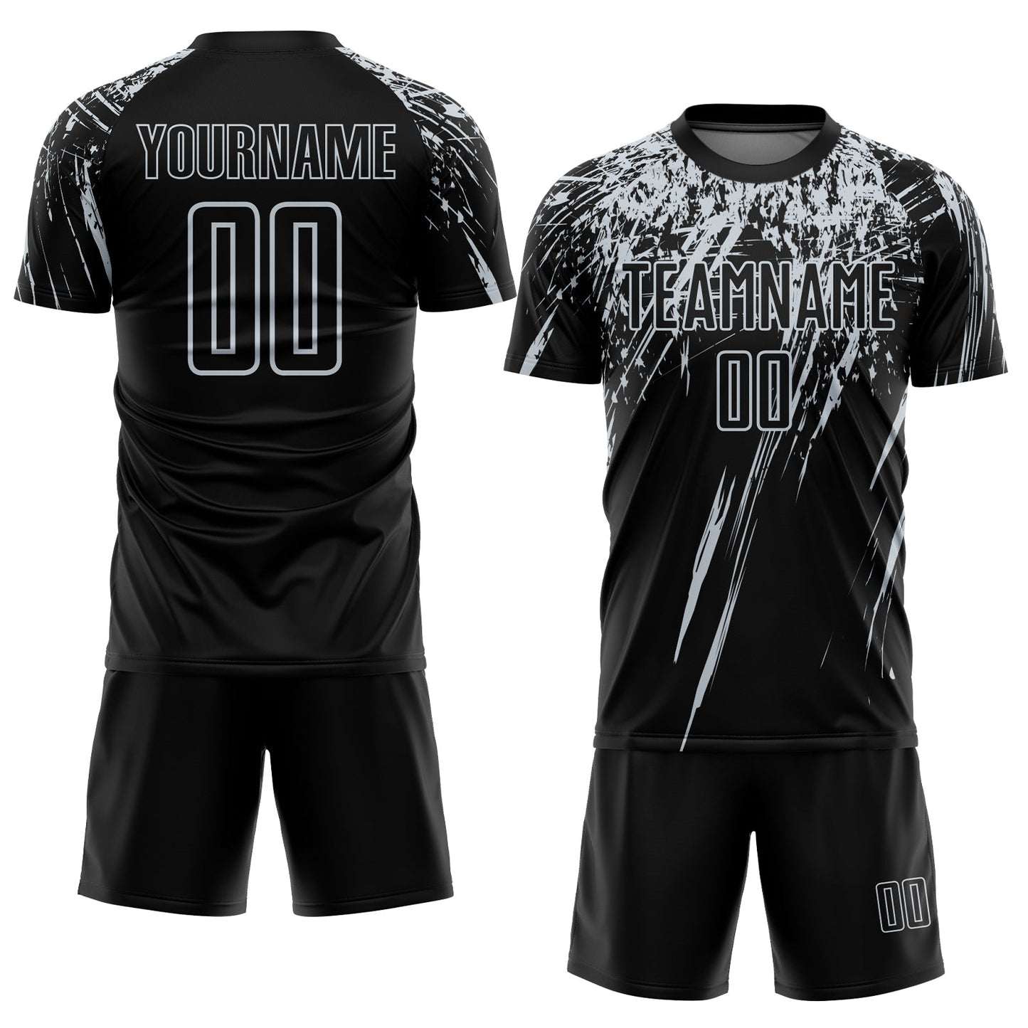 Custom Black Silver Sublimation Soccer Uniform Jersey view 2