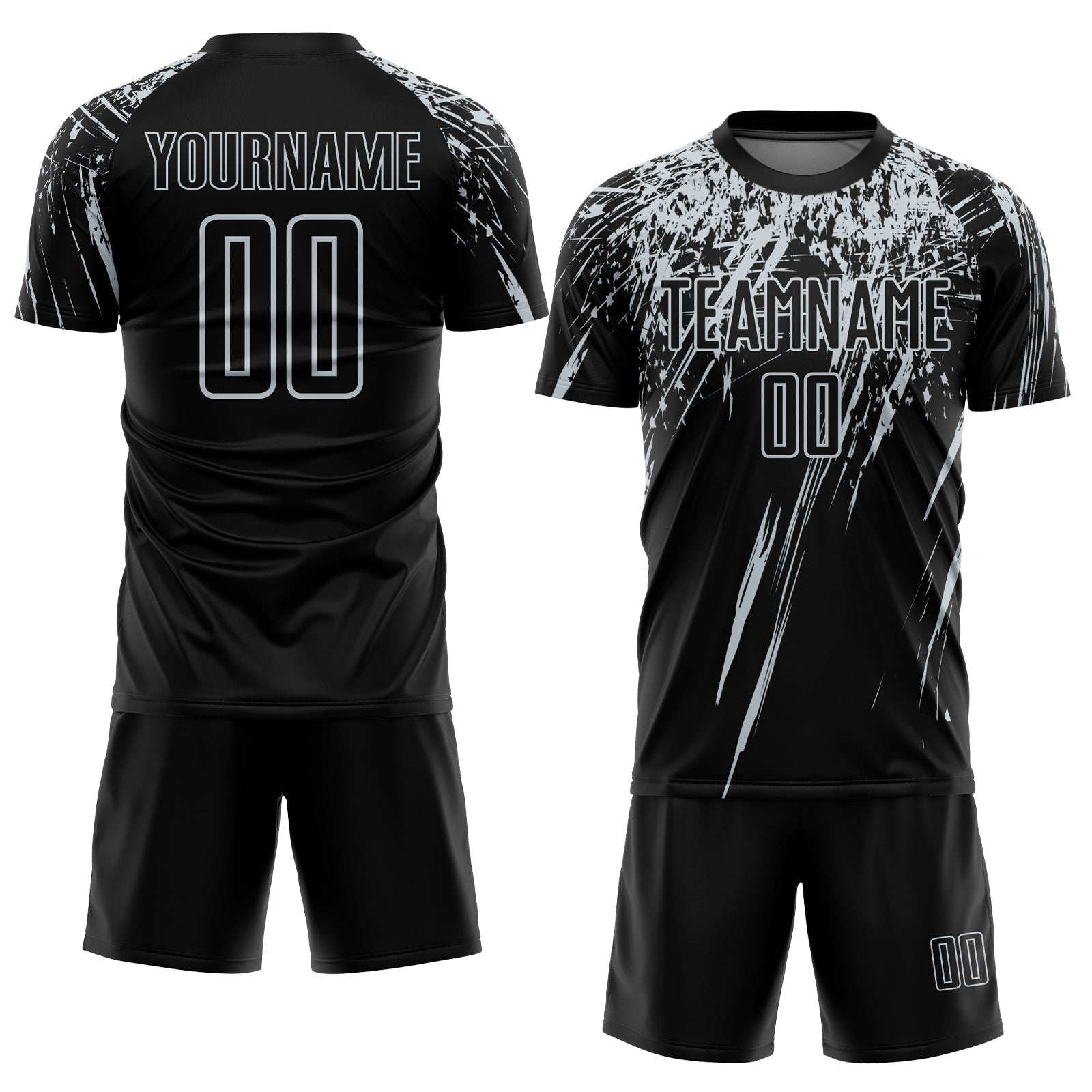 Custom Black Silver Sublimation Soccer Uniform Jersey view 2