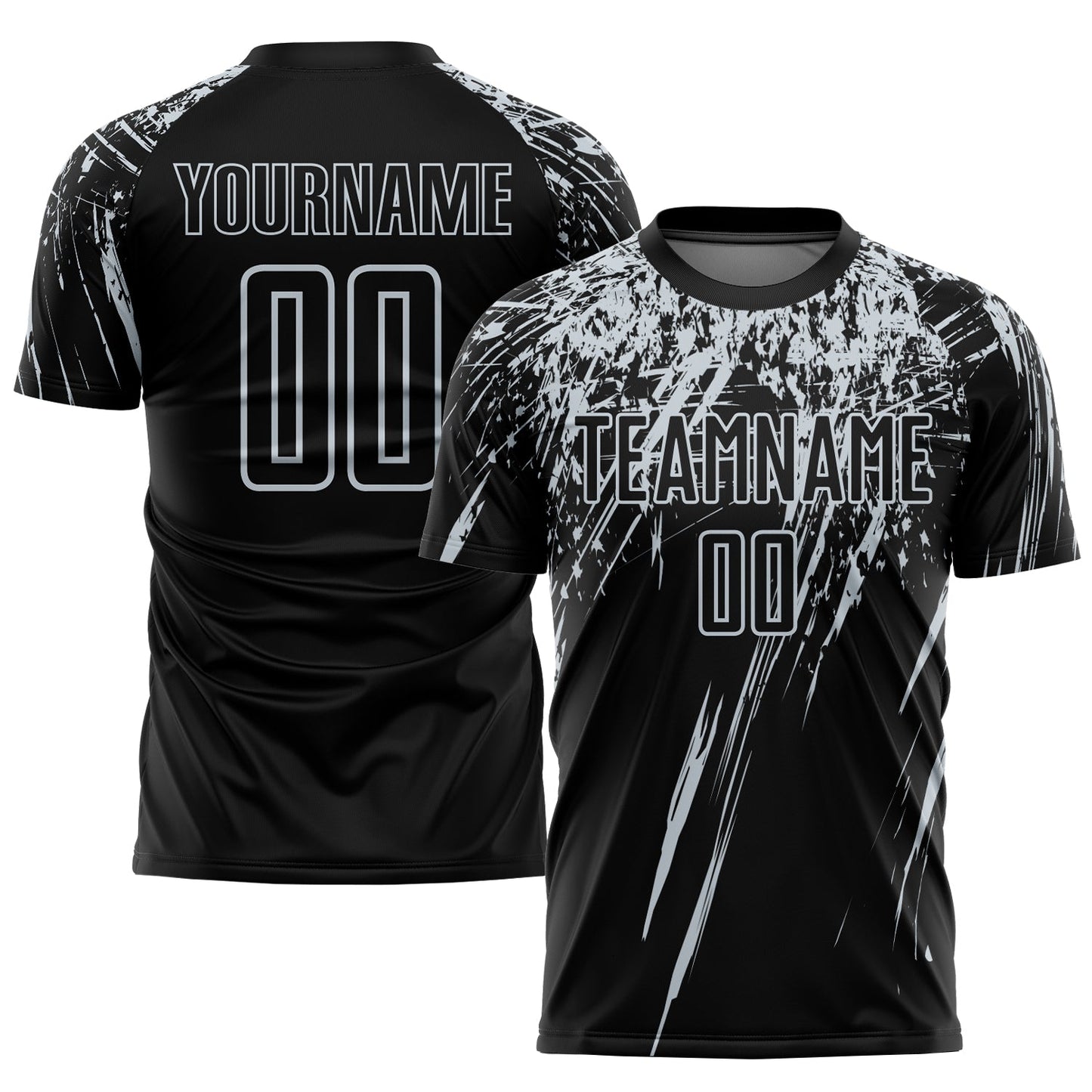 Custom Black Silver Sublimation Soccer Uniform Jersey - Main View