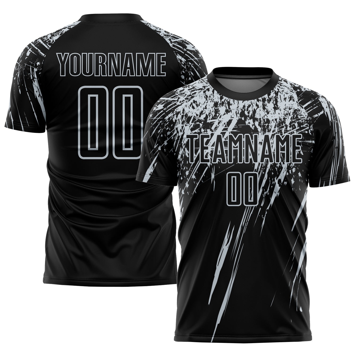 Custom Black Silver Sublimation Soccer Uniform Jersey - Main View