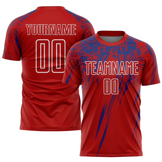 Custom Red Royal-White Sublimation Soccer Uniform Jersey - Main View