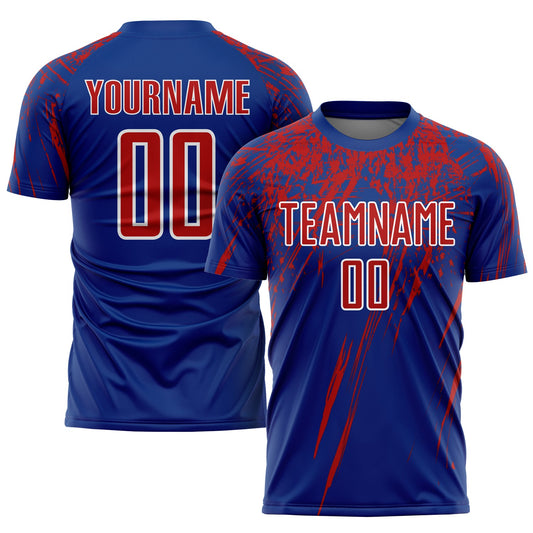 Custom Royal Red-White Sublimation Soccer Uniform Jersey - Main View
