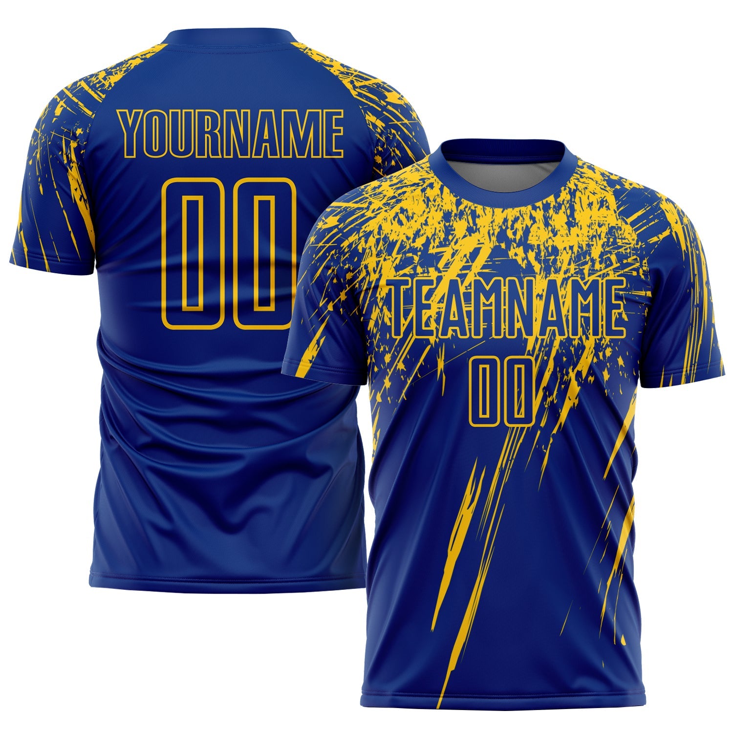 Custom Royal Yellow Sublimation Soccer Uniform Jersey - Main View