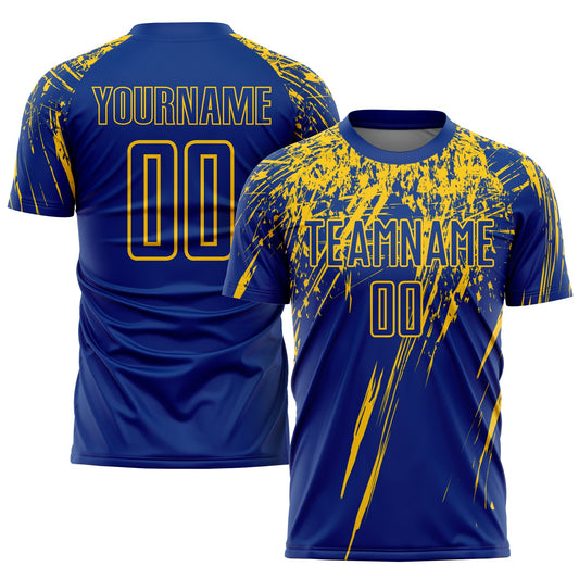 Custom Royal Yellow Sublimation Soccer Uniform Jersey - Main View