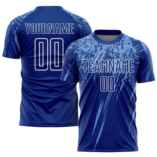 Custom Royal Light Blue-White Sublimation Soccer Uniform Jersey - Main View