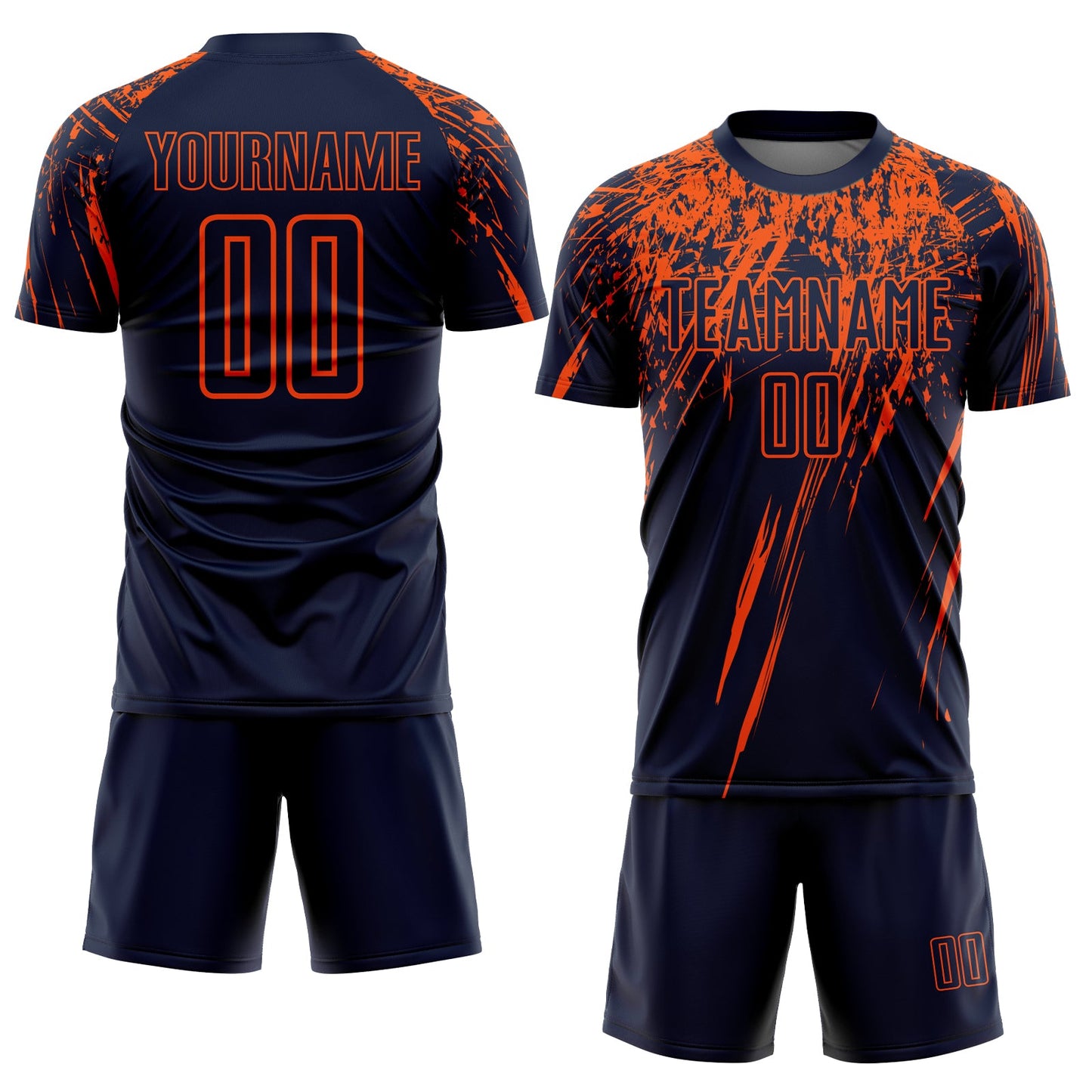 Custom Navy Orange Sublimation Soccer Uniform Jersey view 2