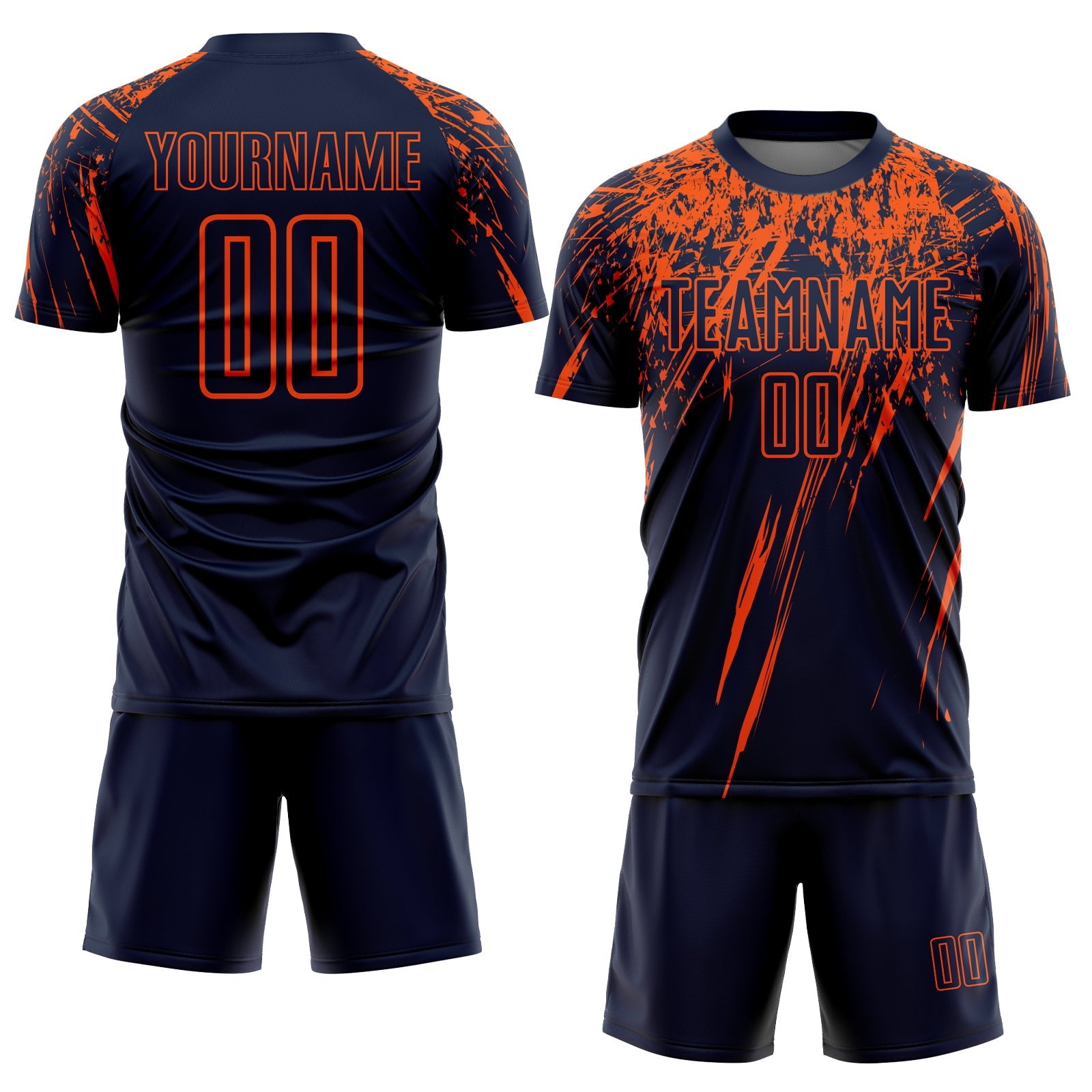 Custom Navy Orange Sublimation Soccer Uniform Jersey view 2
