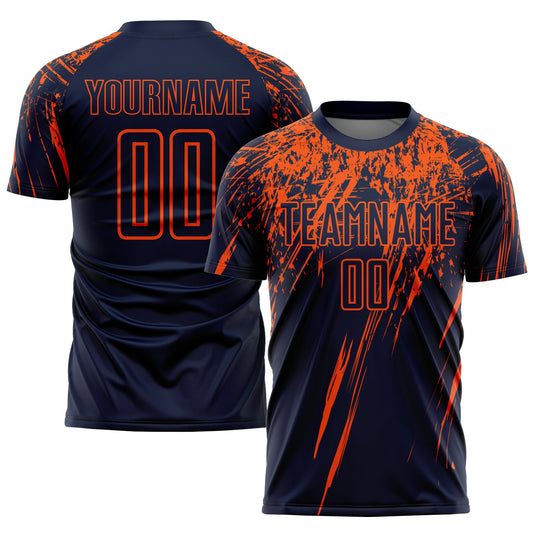 Custom Navy Orange Sublimation Soccer Uniform Jersey - Main View