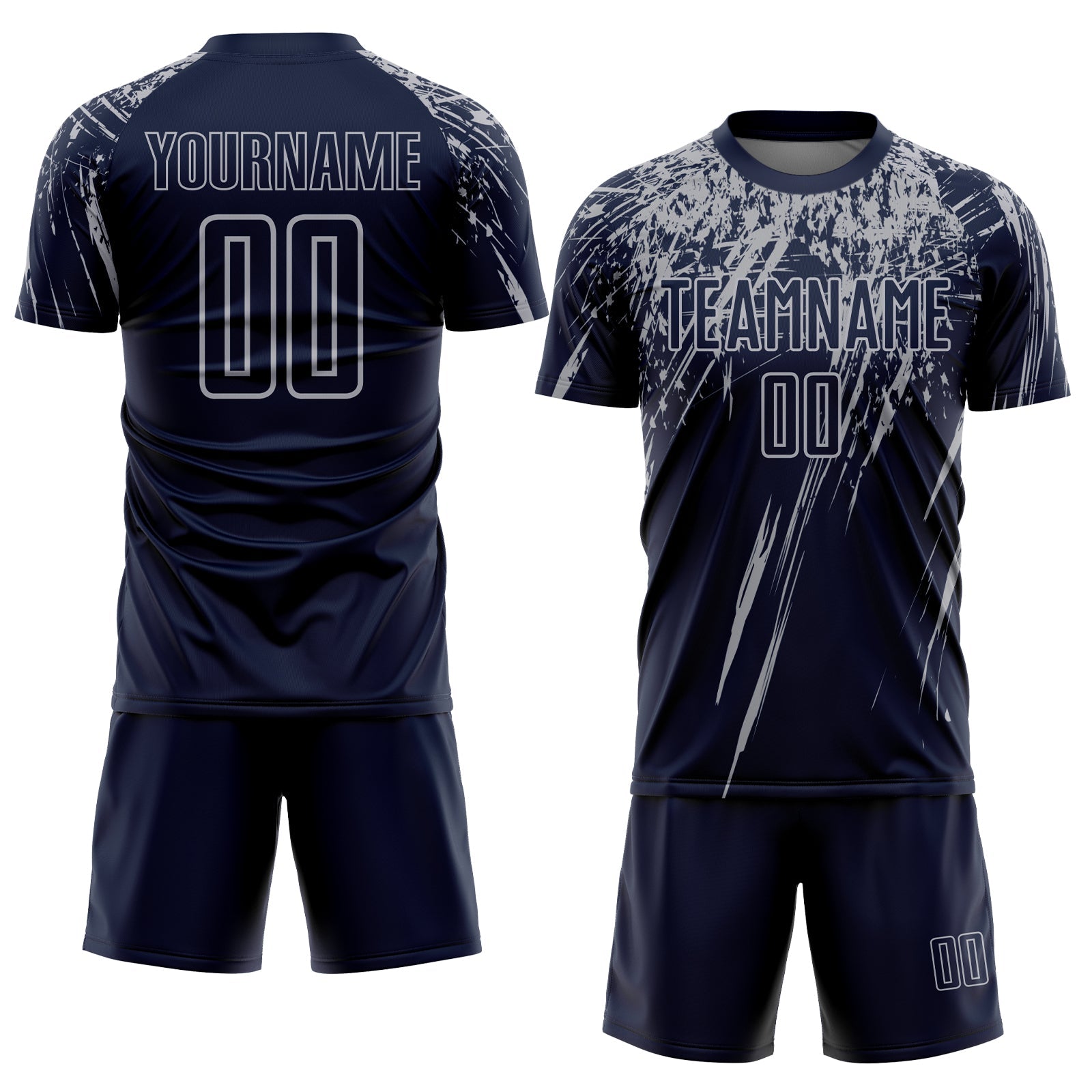 Custom Navy Gray Sublimation Soccer Uniform Jersey view 2
