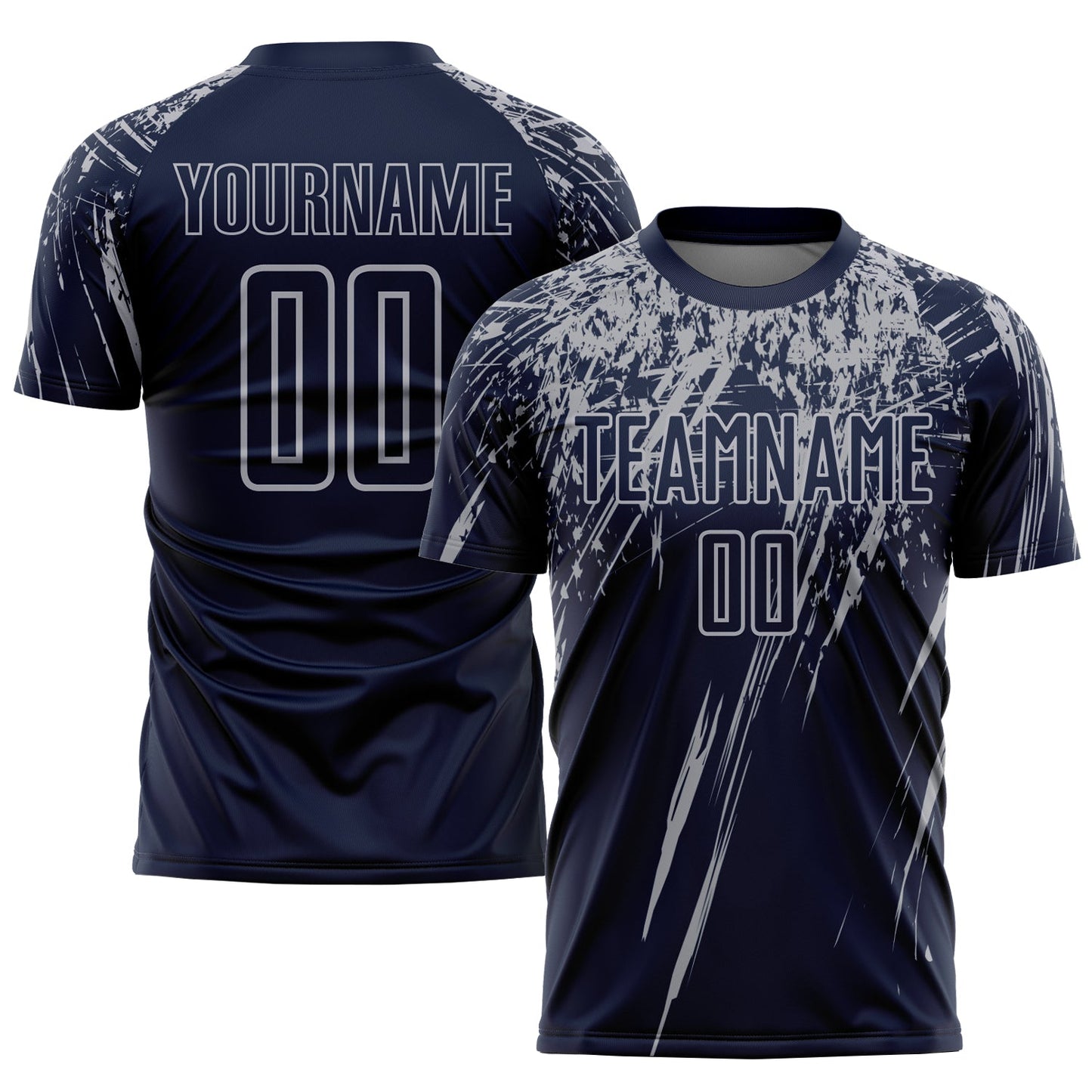 Custom Navy Gray Sublimation Soccer Uniform Jersey - Main View