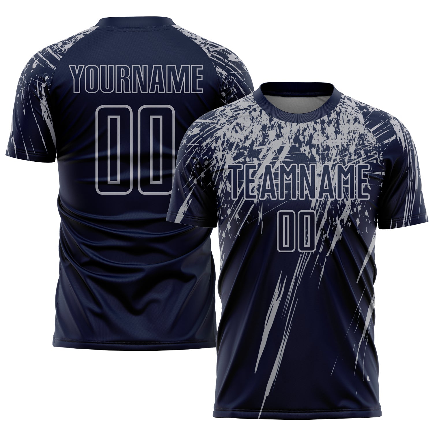 Custom Navy Gray Sublimation Soccer Uniform Jersey - Main View