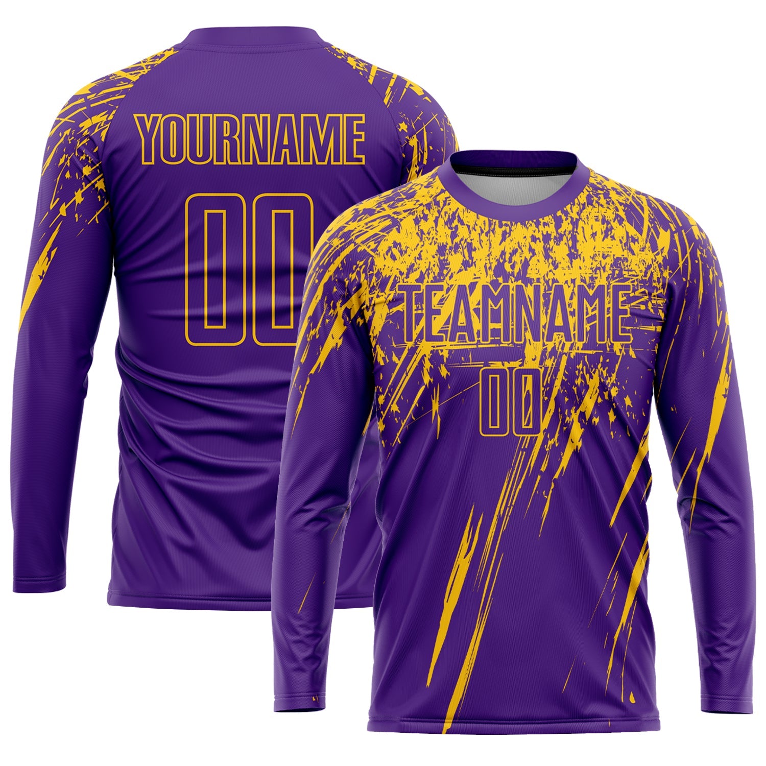 Custom Purple Yellow Sublimation Soccer Uniform Jersey view 3