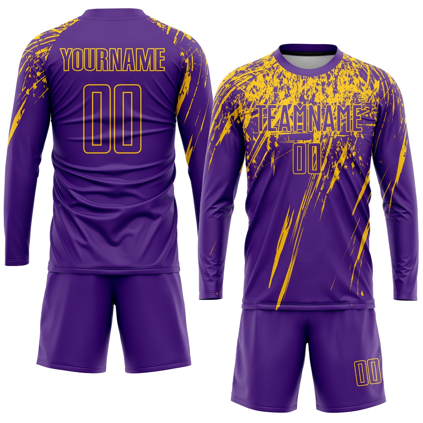 Custom Purple Yellow Sublimation Soccer Uniform Jersey view 4
