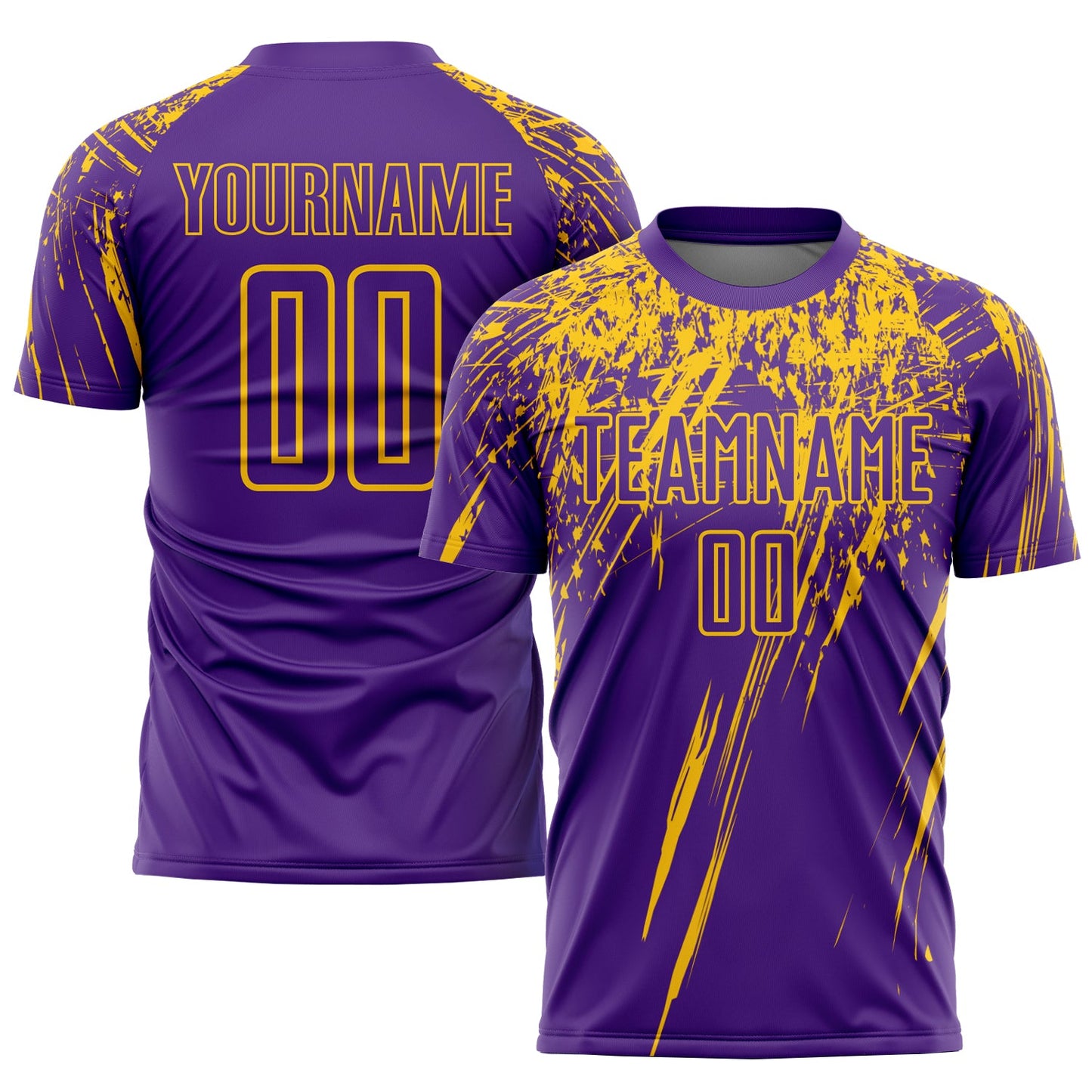 Custom Purple Yellow Sublimation Soccer Uniform Jersey - Main View