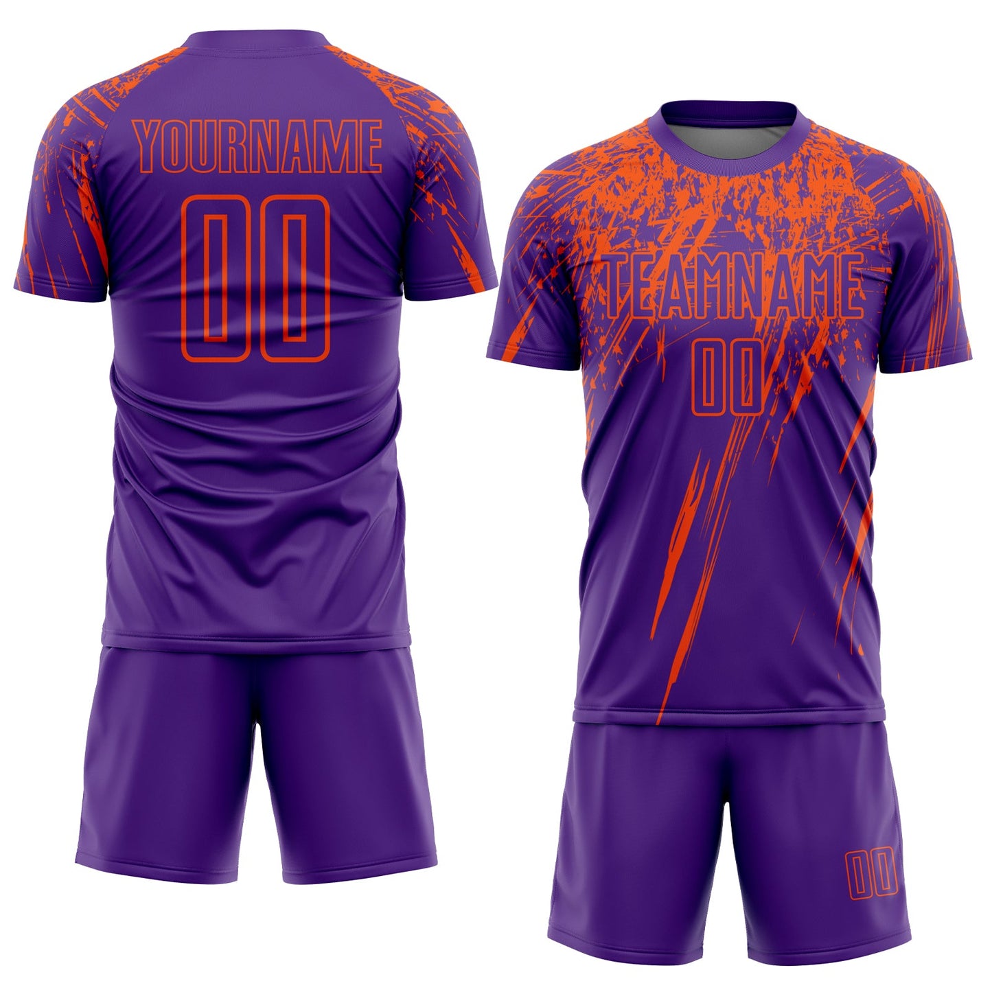 Custom Purple Orange Sublimation Soccer Uniform Jersey view 2