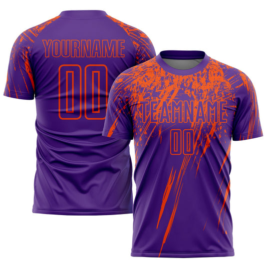 Custom Purple Orange Sublimation Soccer Uniform Jersey - Main View