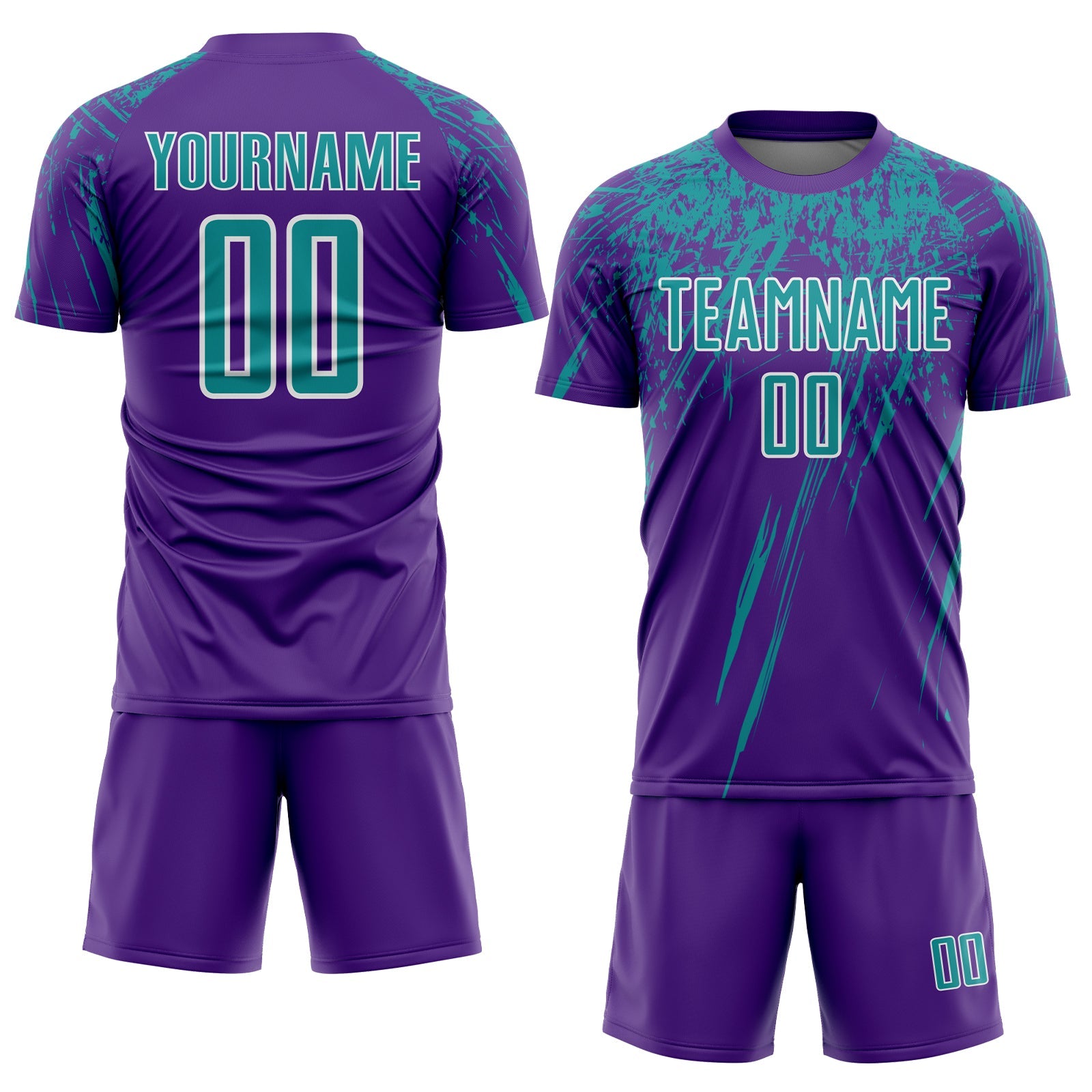Custom Purple Teal-White Sublimation Soccer Uniform Jersey view 2