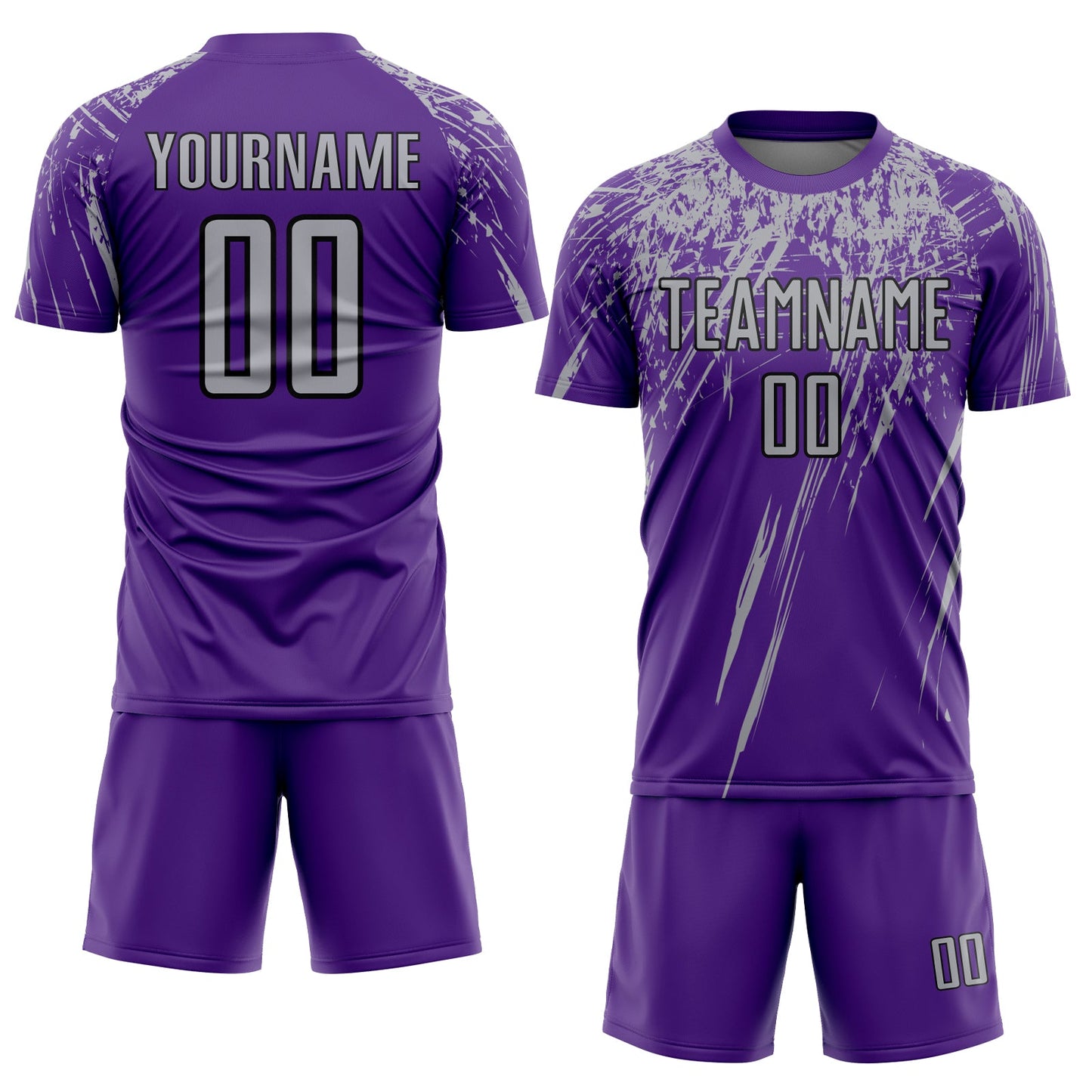 Custom Purple Gray-Black Sublimation Soccer Uniform Jersey view 2