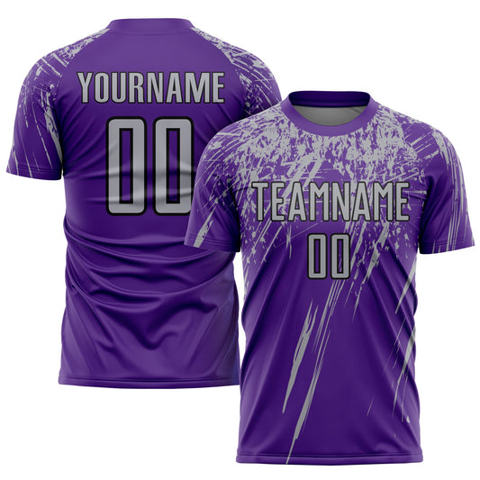 Custom Purple Gray-Black Sublimation Soccer Uniform Jersey - Main View