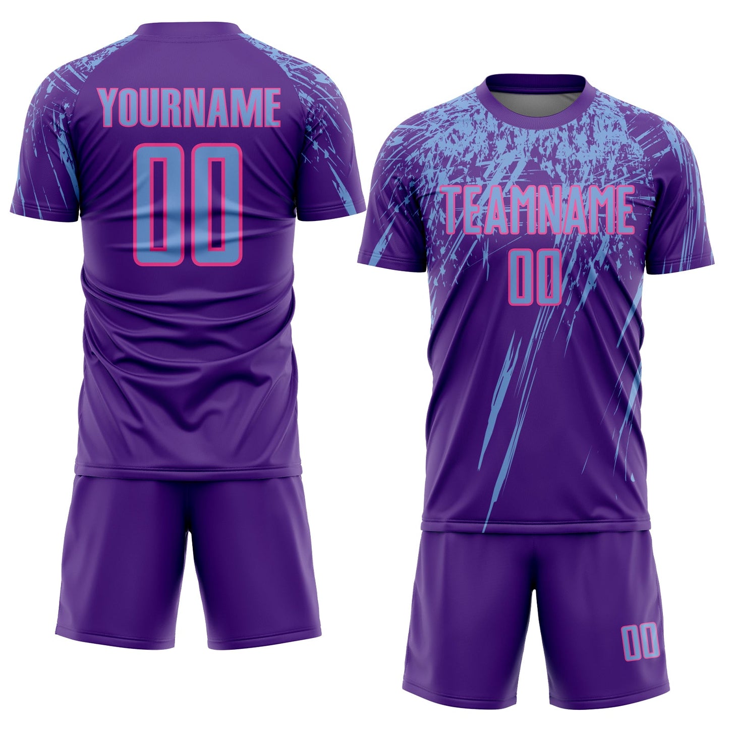 Custom Purple Light Blue-Pink Sublimation Soccer Uniform Jersey view 2