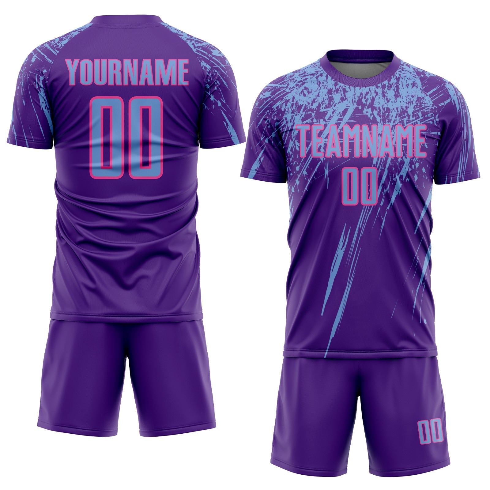 Custom Purple Light Blue-Pink Sublimation Soccer Uniform Jersey view 2