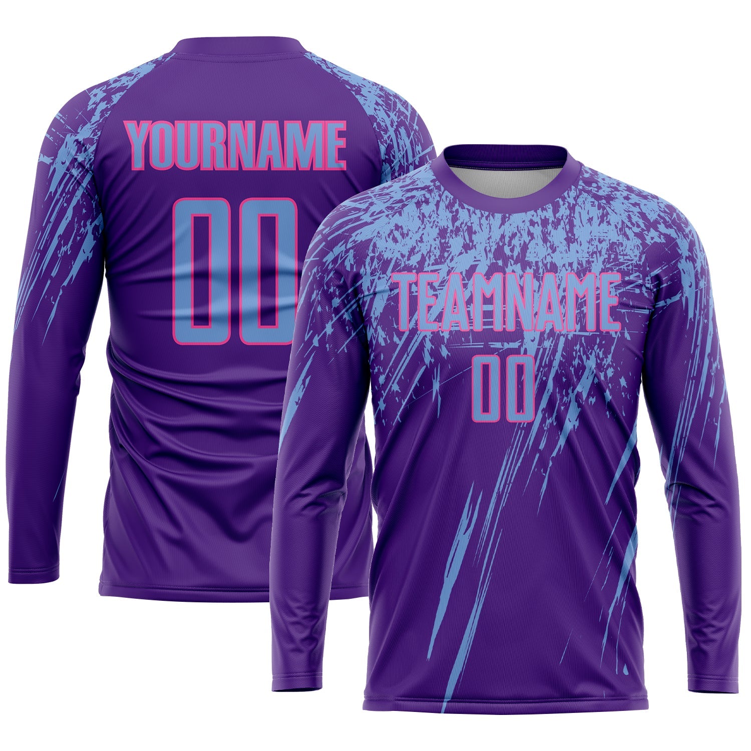 Custom Purple Light Blue-Pink Sublimation Soccer Uniform Jersey view 3
