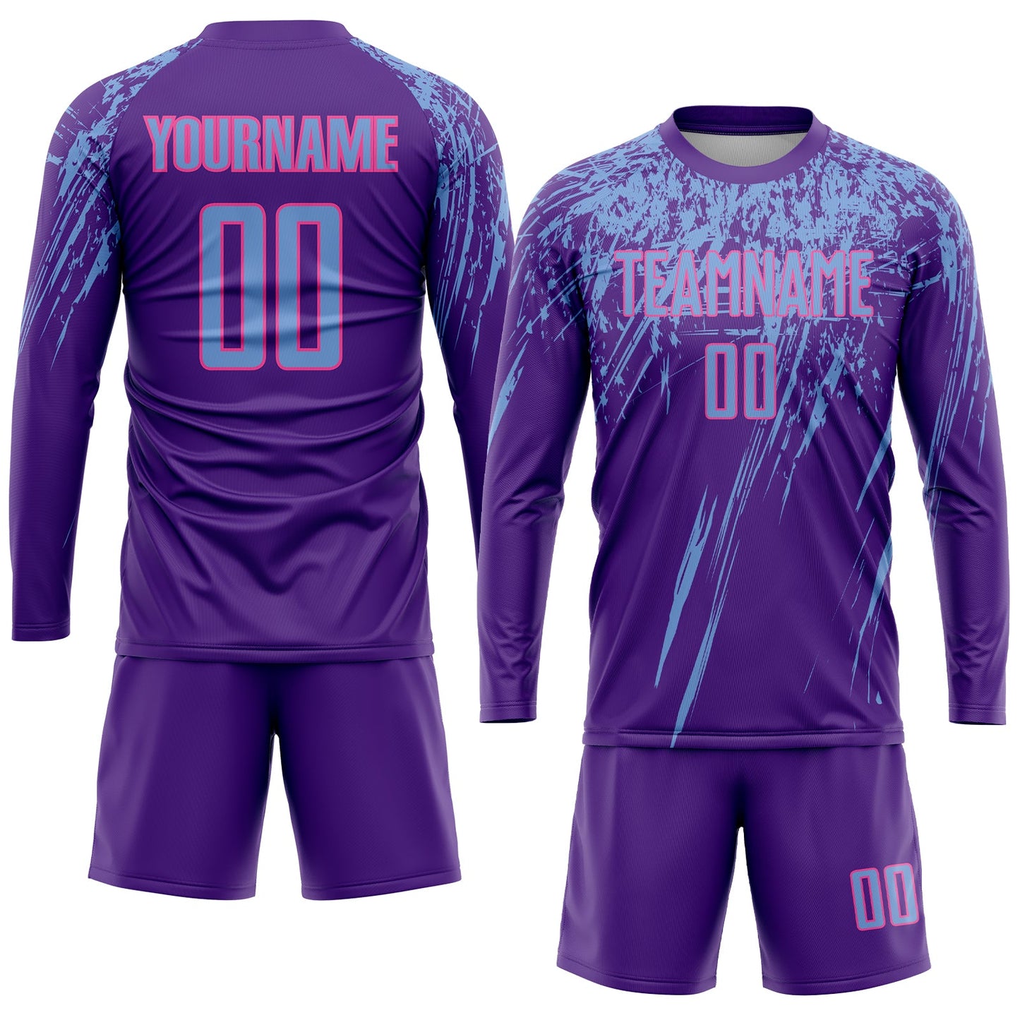 Custom Purple Light Blue-Pink Sublimation Soccer Uniform Jersey view 4