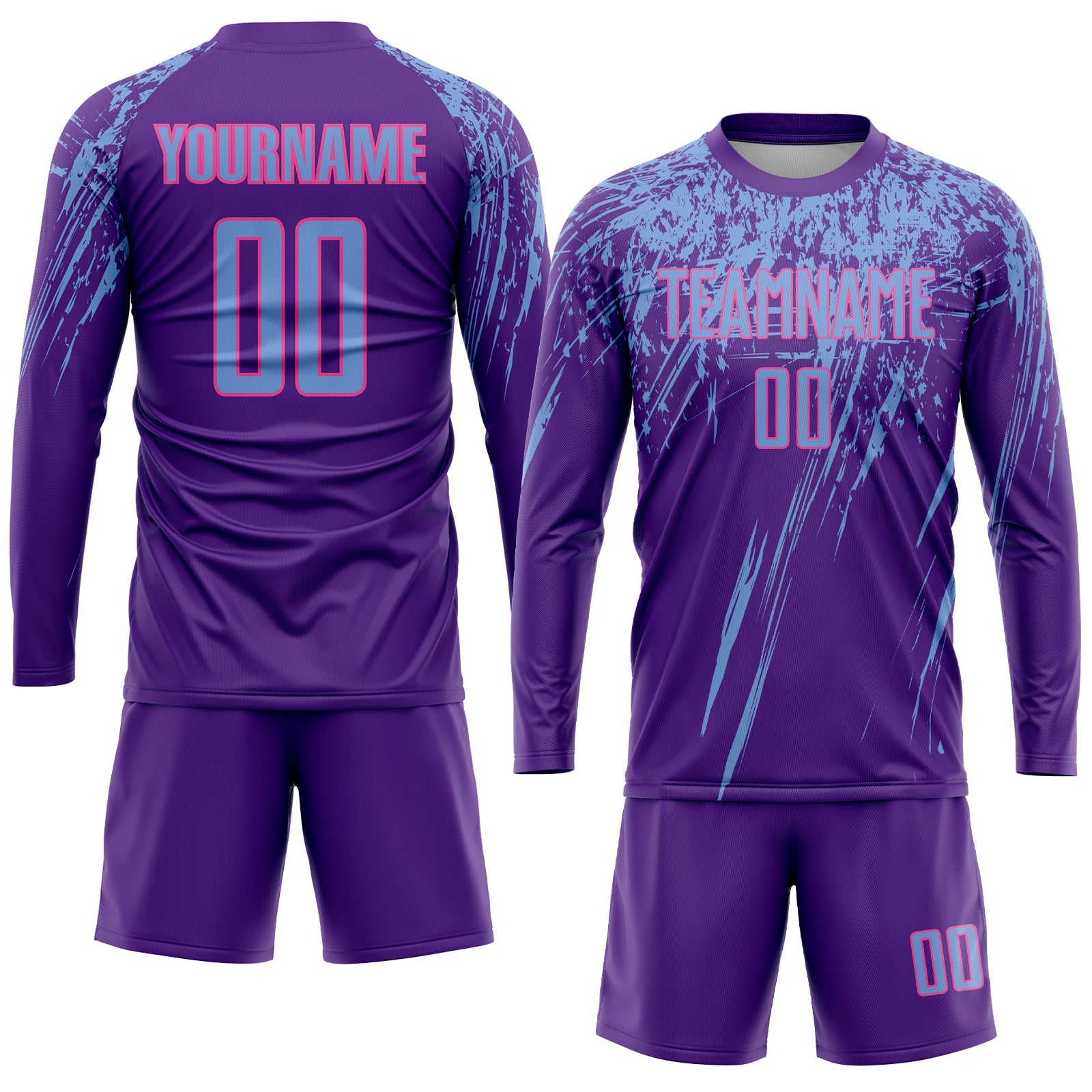 Custom Purple Light Blue-Pink Sublimation Soccer Uniform Jersey view 4